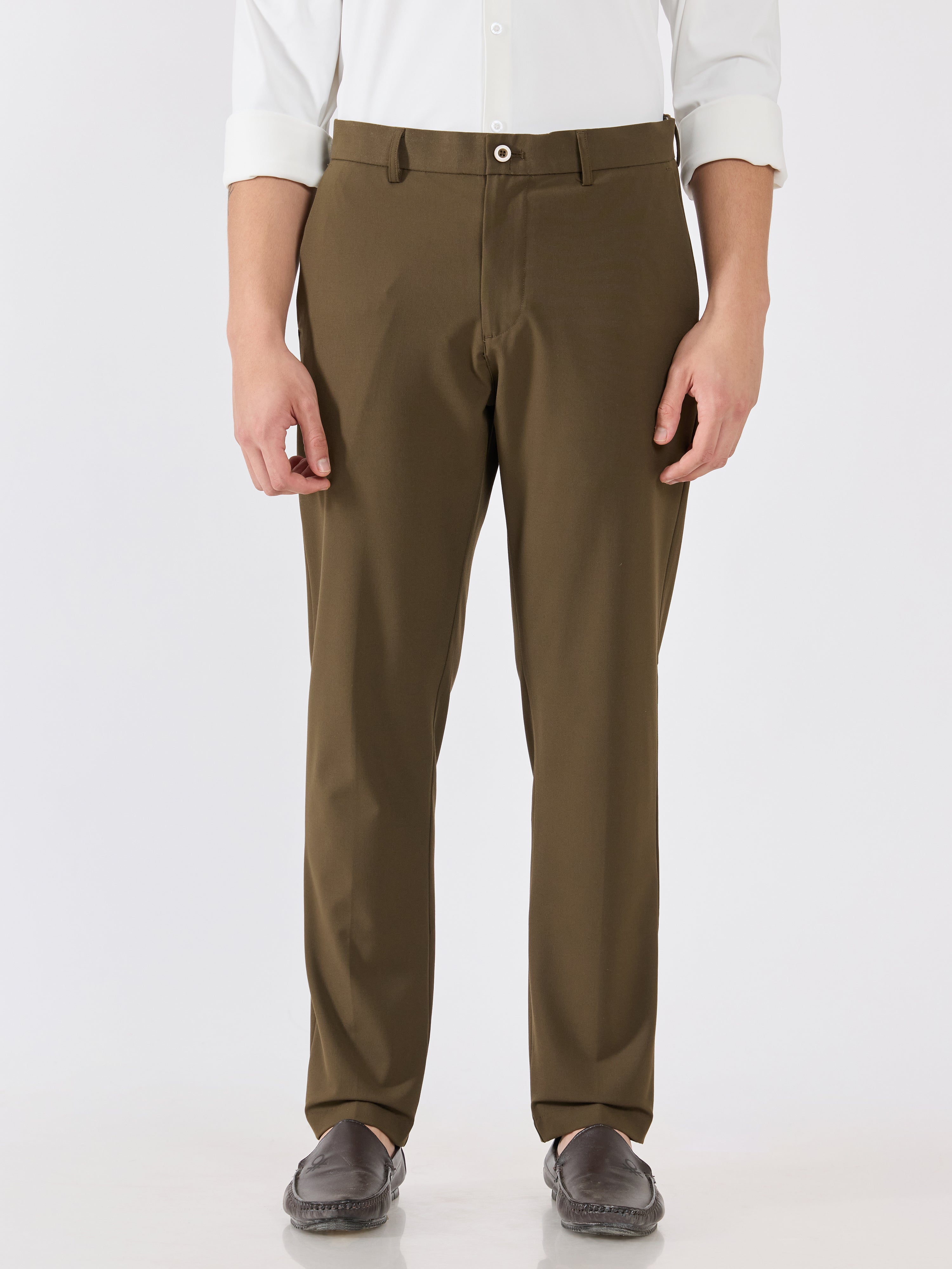 Men's Slim Fit Formal Pant - dark olive