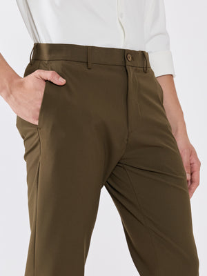 Men's Slim Fit Formal Pant - dark olive