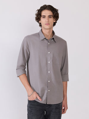  Men's Comfort Fit grey Linen Shirt
