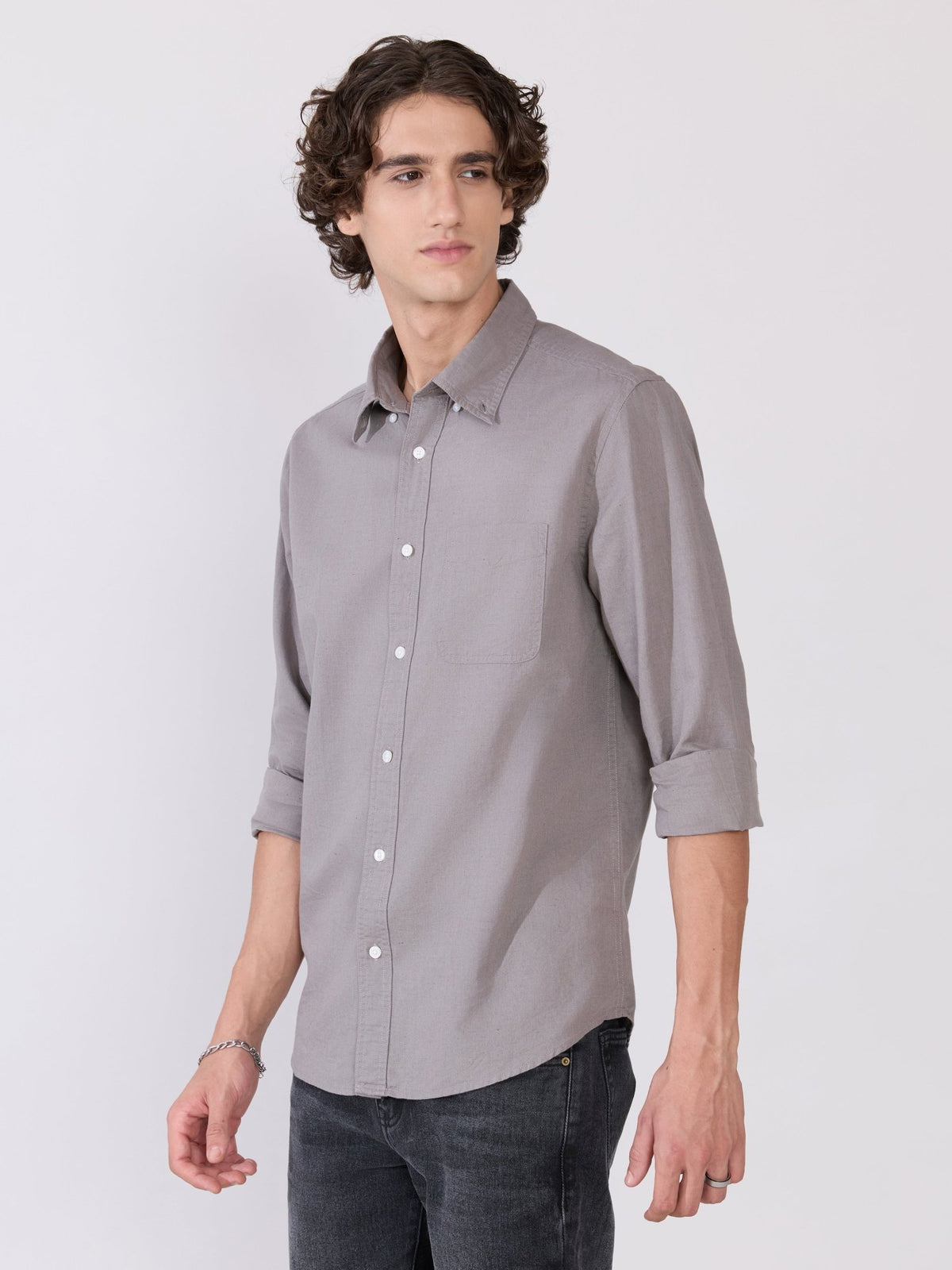 Taliko - Comfort Fit Grey Linen Shirt - Espanshe