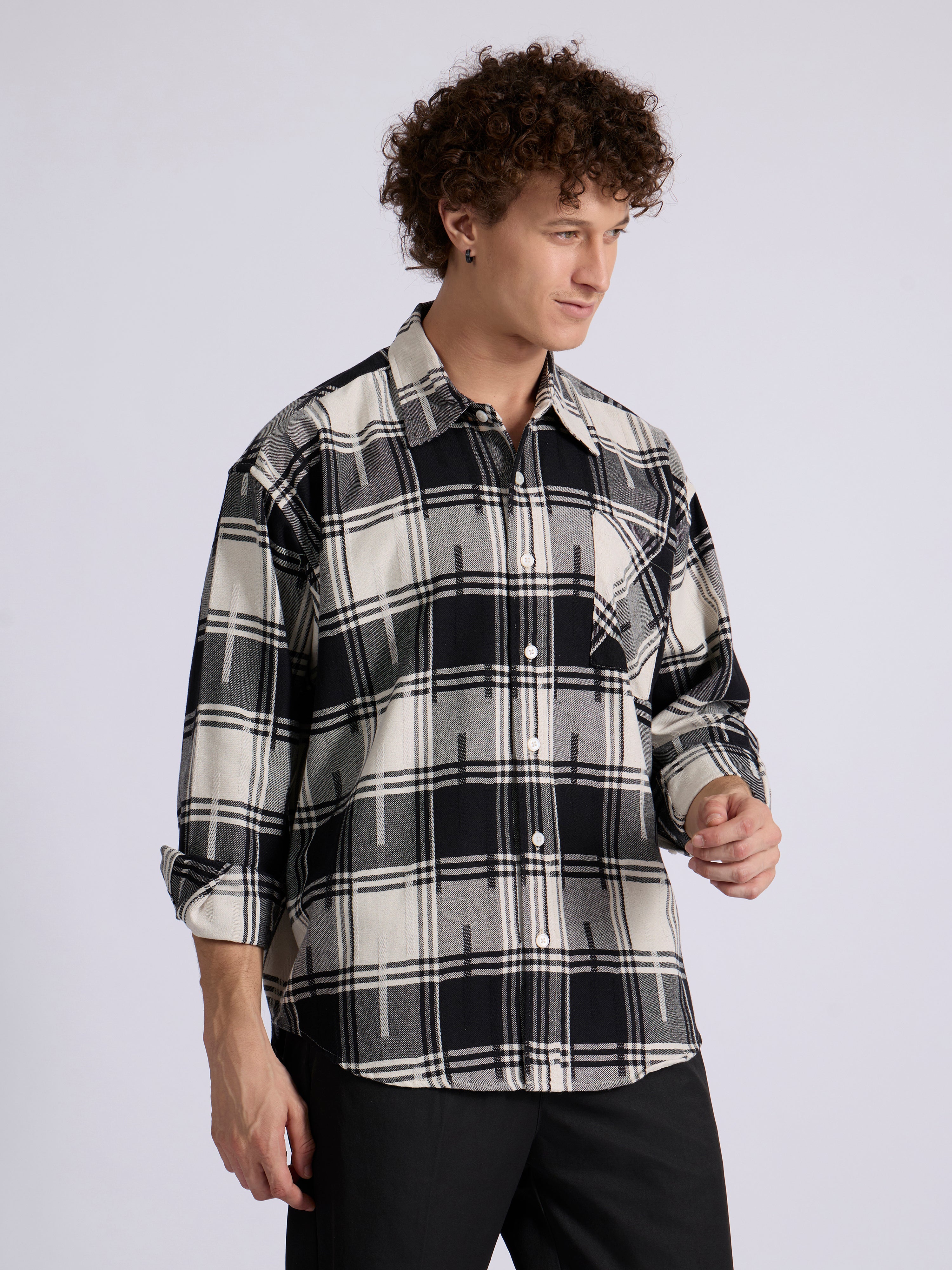 Men's Drop Shoulder Checks Shirt