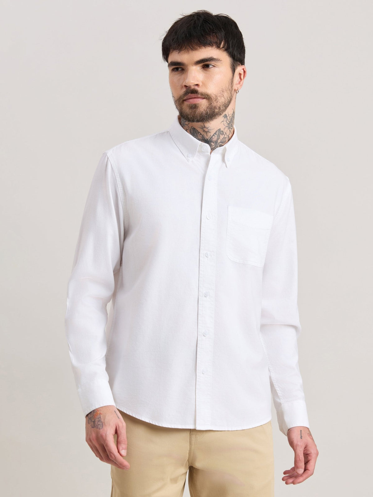 Zena - Relaxed Fit Oxford Shirt - White - Espanshe