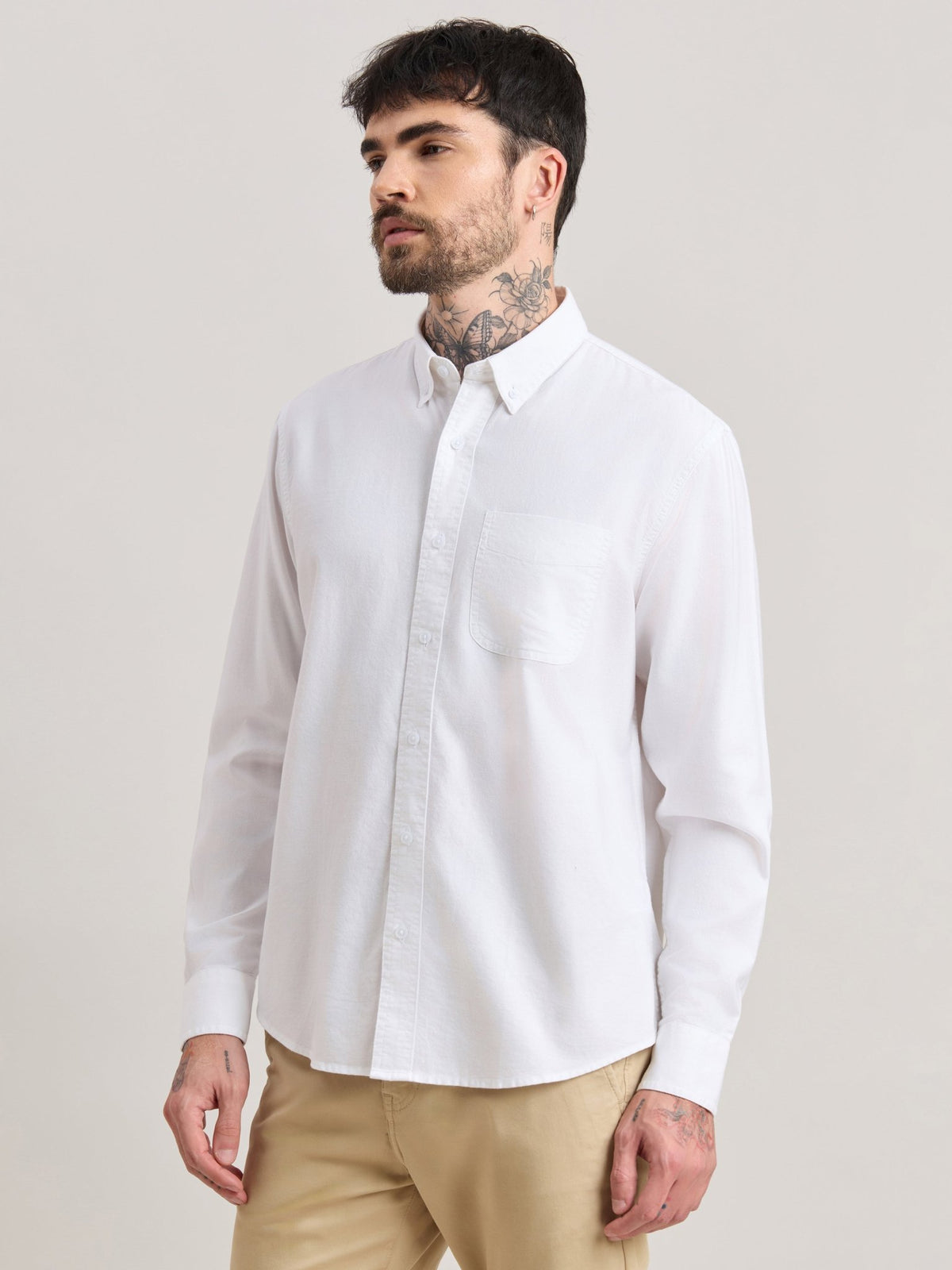 Zena - Relaxed Fit Oxford Shirt - White - Espanshe
