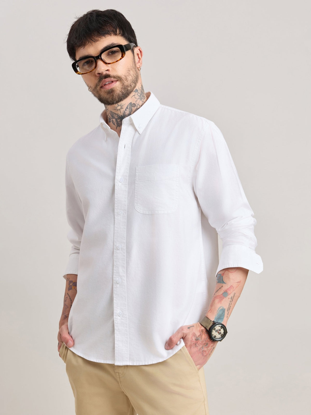 Zena - Relaxed Fit Oxford Shirt - White - Espanshe