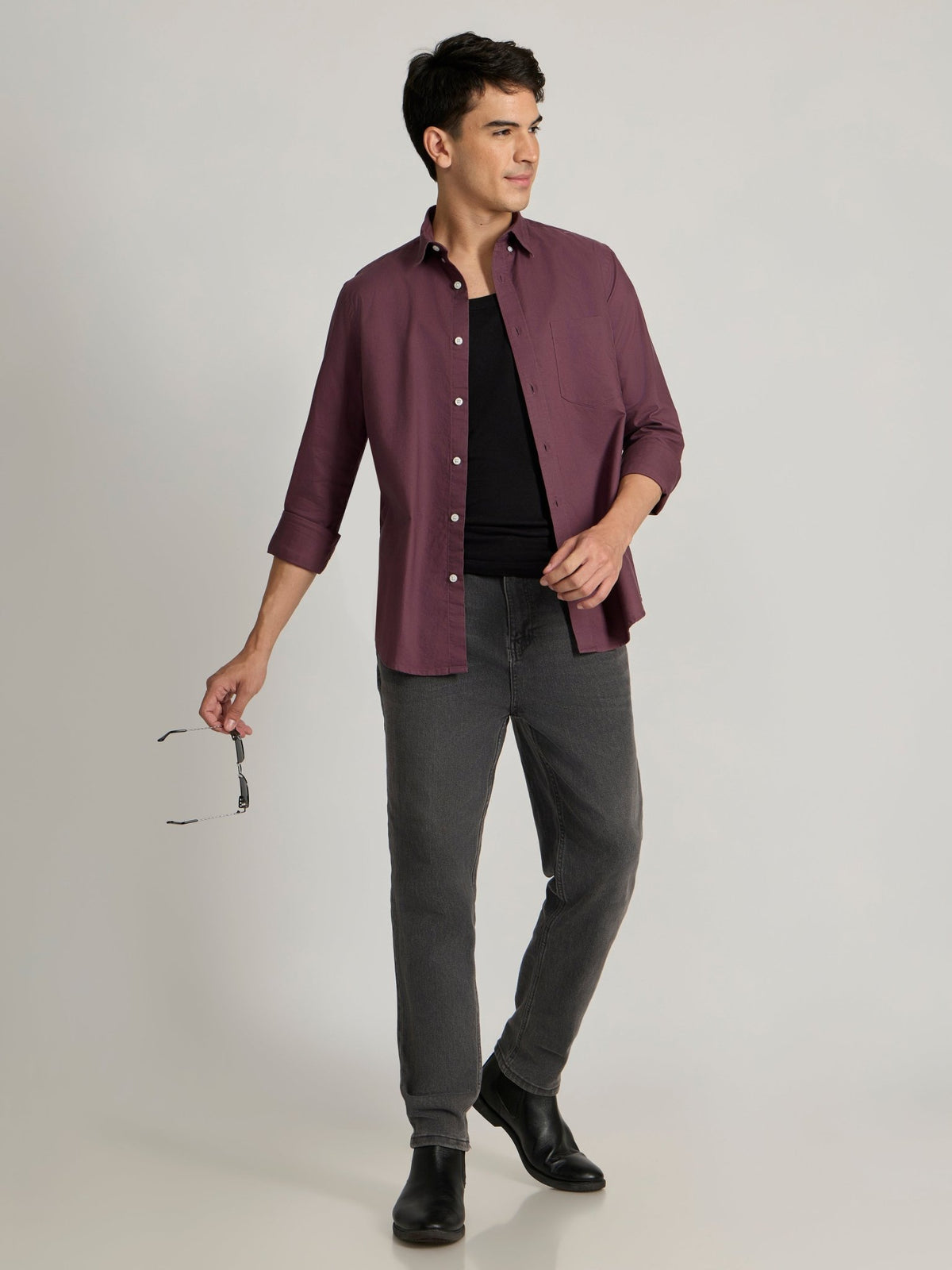 Fakaro - Turkish Fit Oxford Shirt - Plum - Espanshe