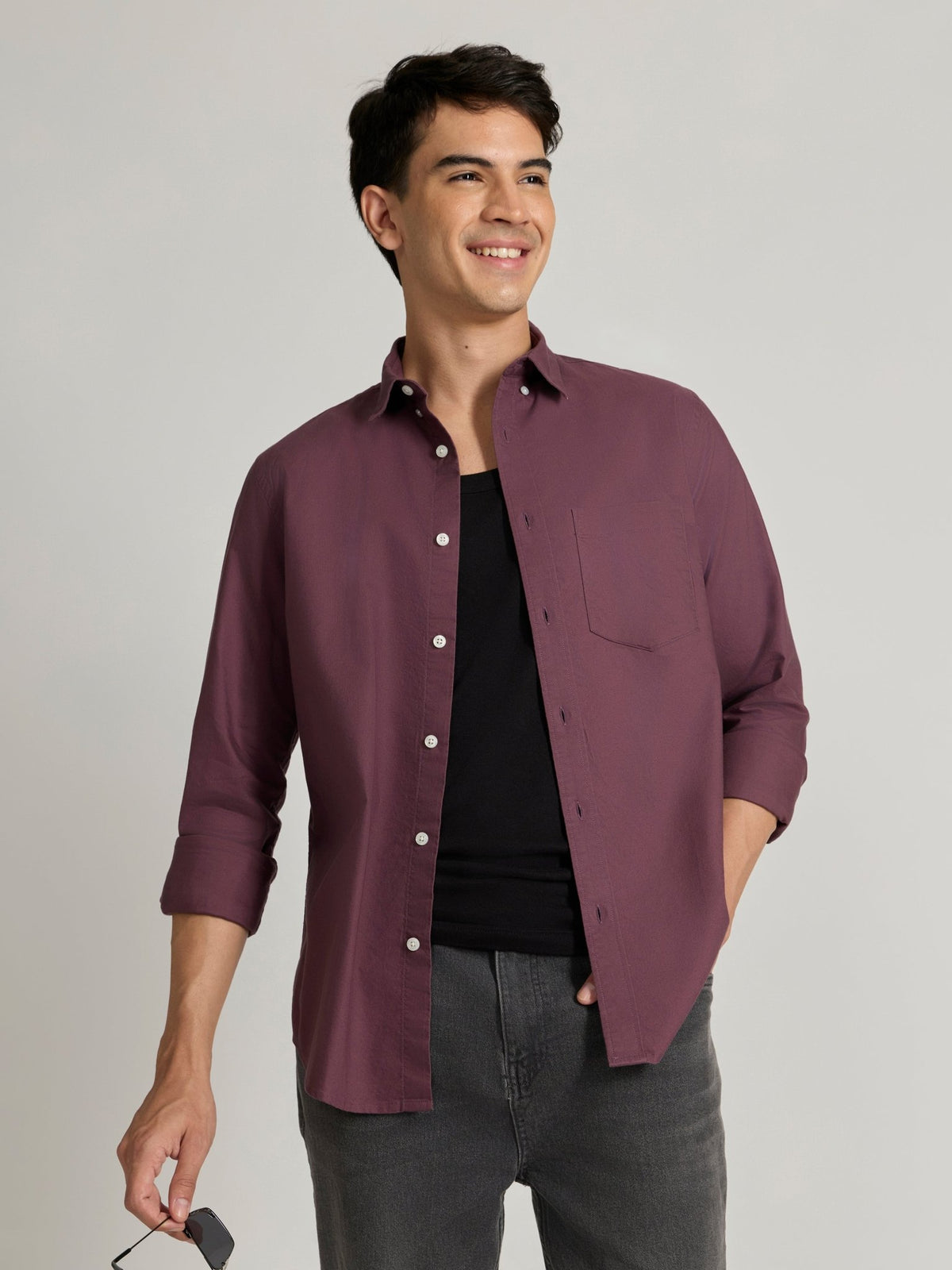 Fakaro - Turkish Fit Oxford Shirt - Plum - Espanshe