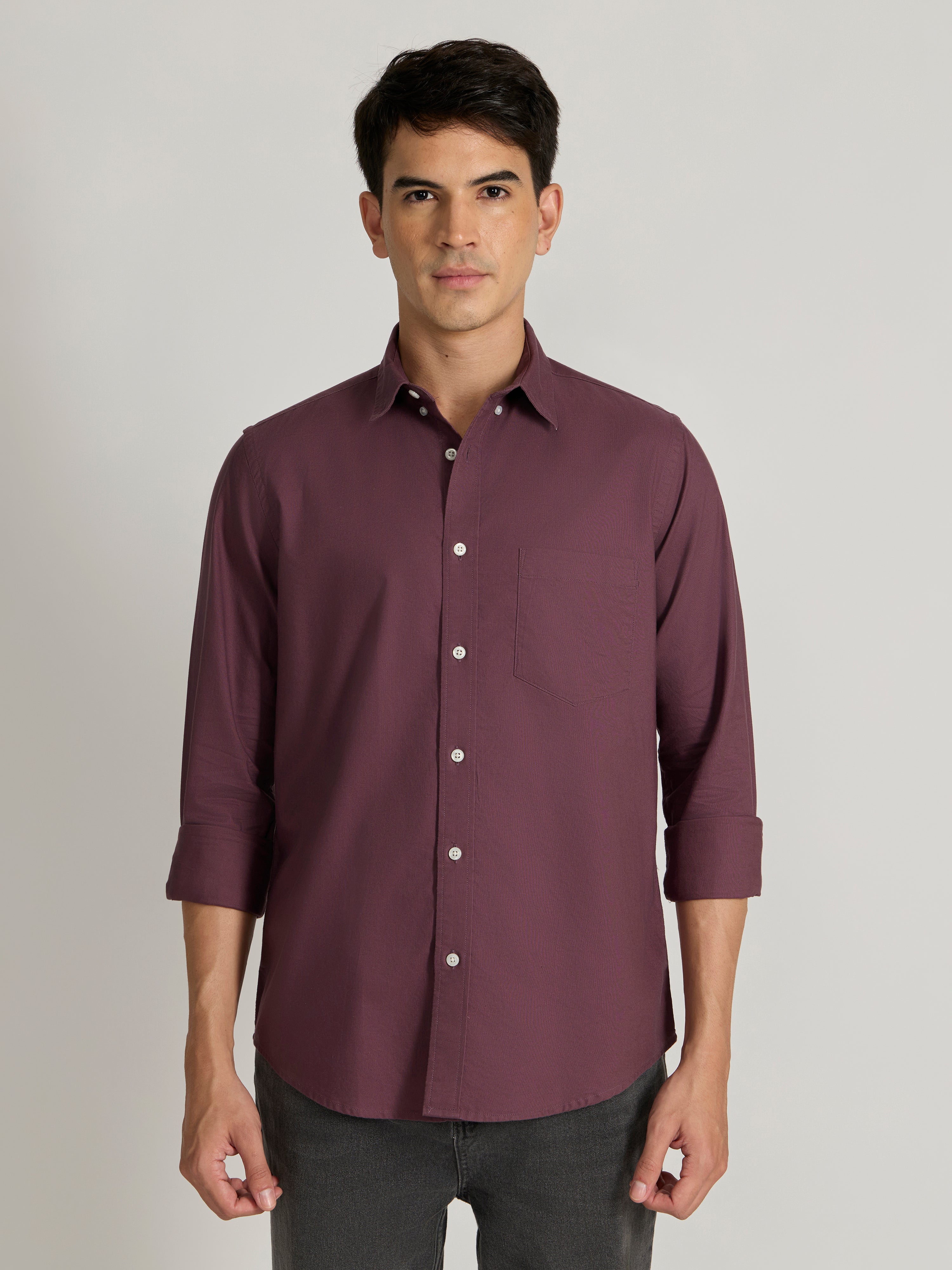 Fakaro -  Turkish Fit Oxford Shirt  - Plum