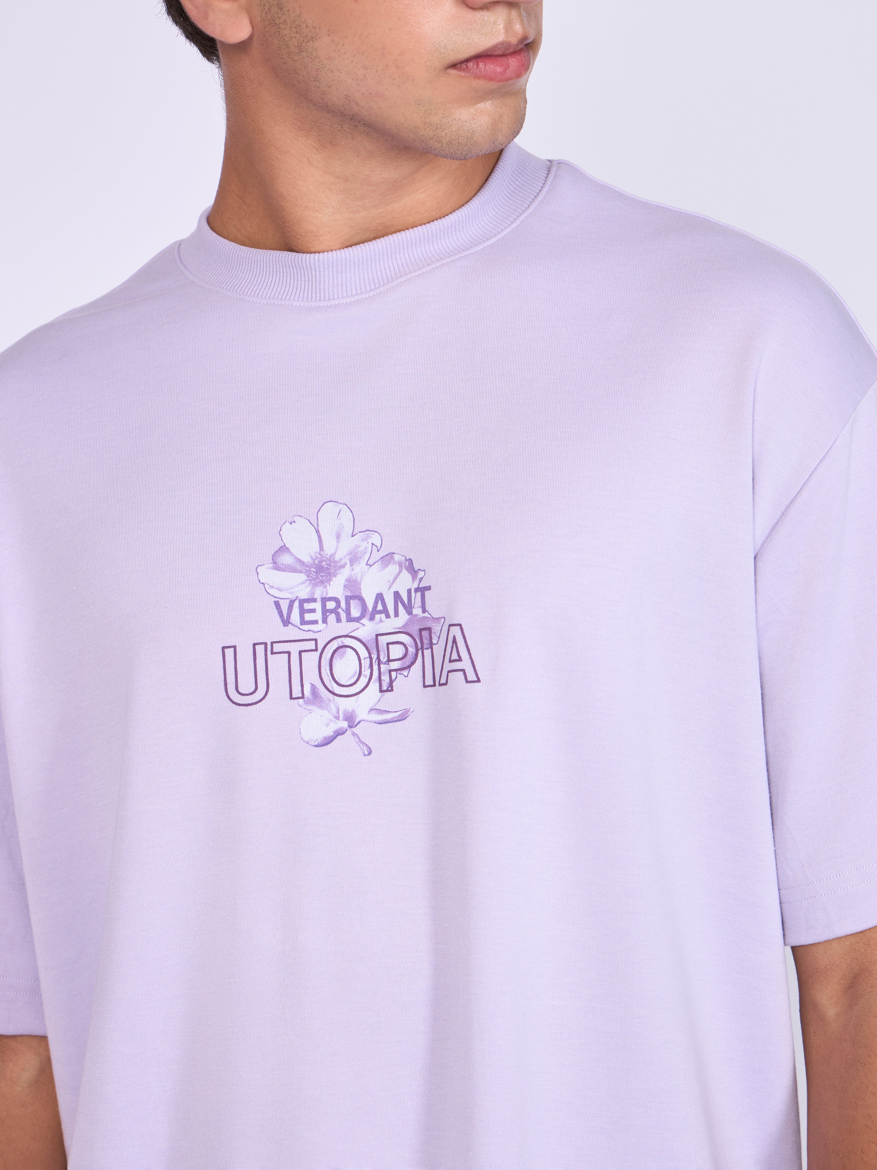 Printed Loose Fit T-Shirt- lavender