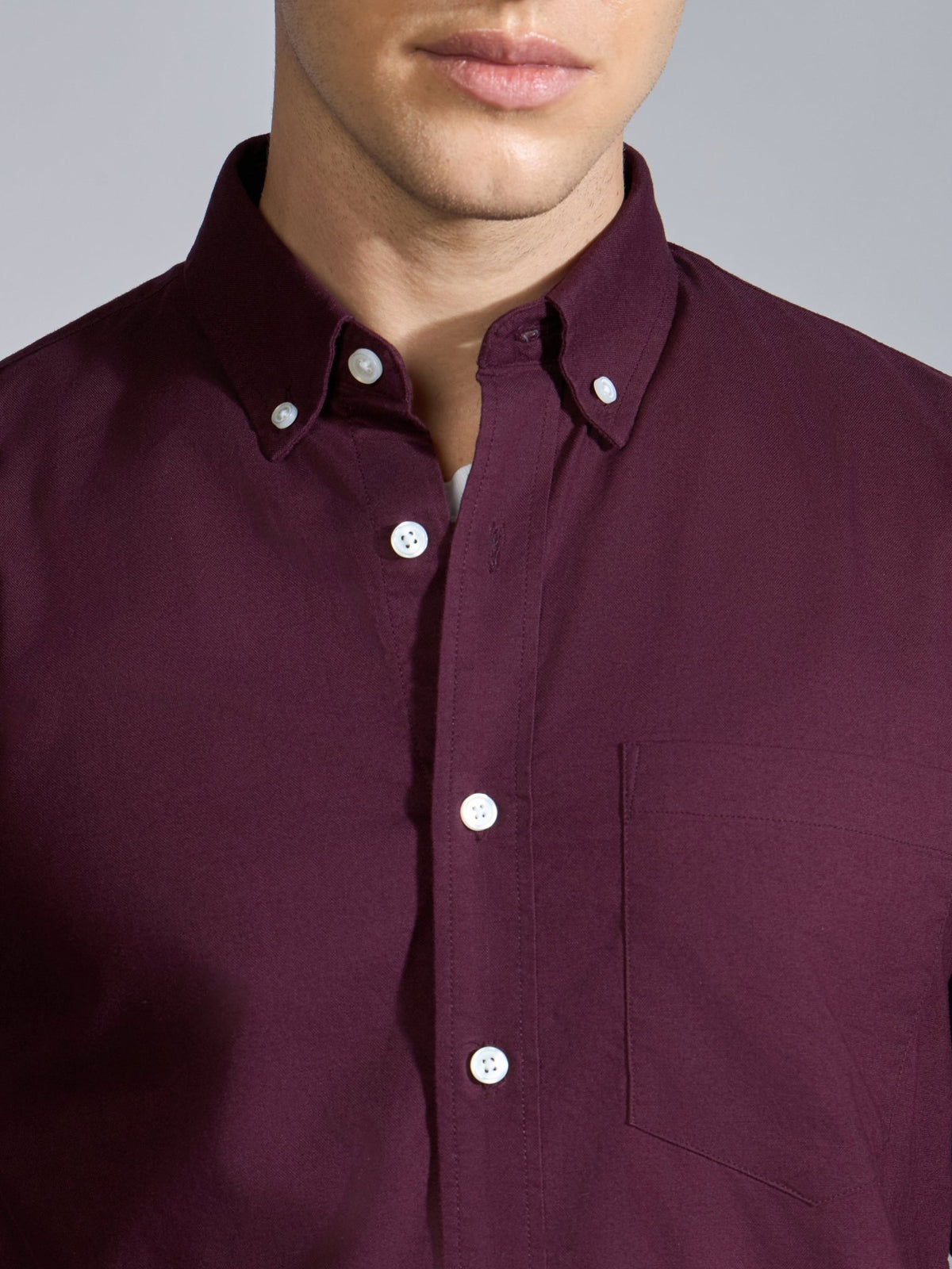 Flux - Relaxed Fit Oxford Shirt - Wine - Espanshe