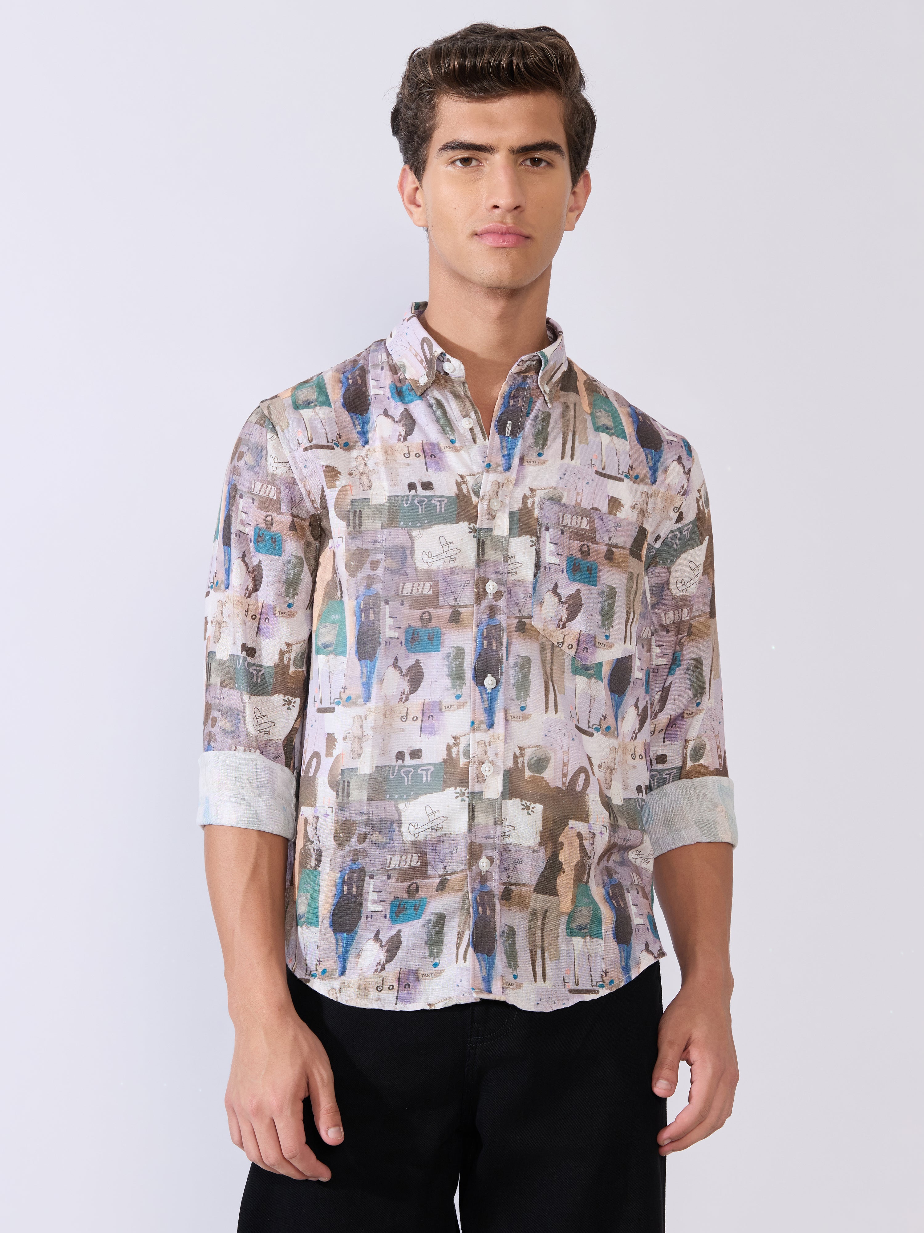 Mitaka - Relaxed Printed Shirt - Pale Lilac