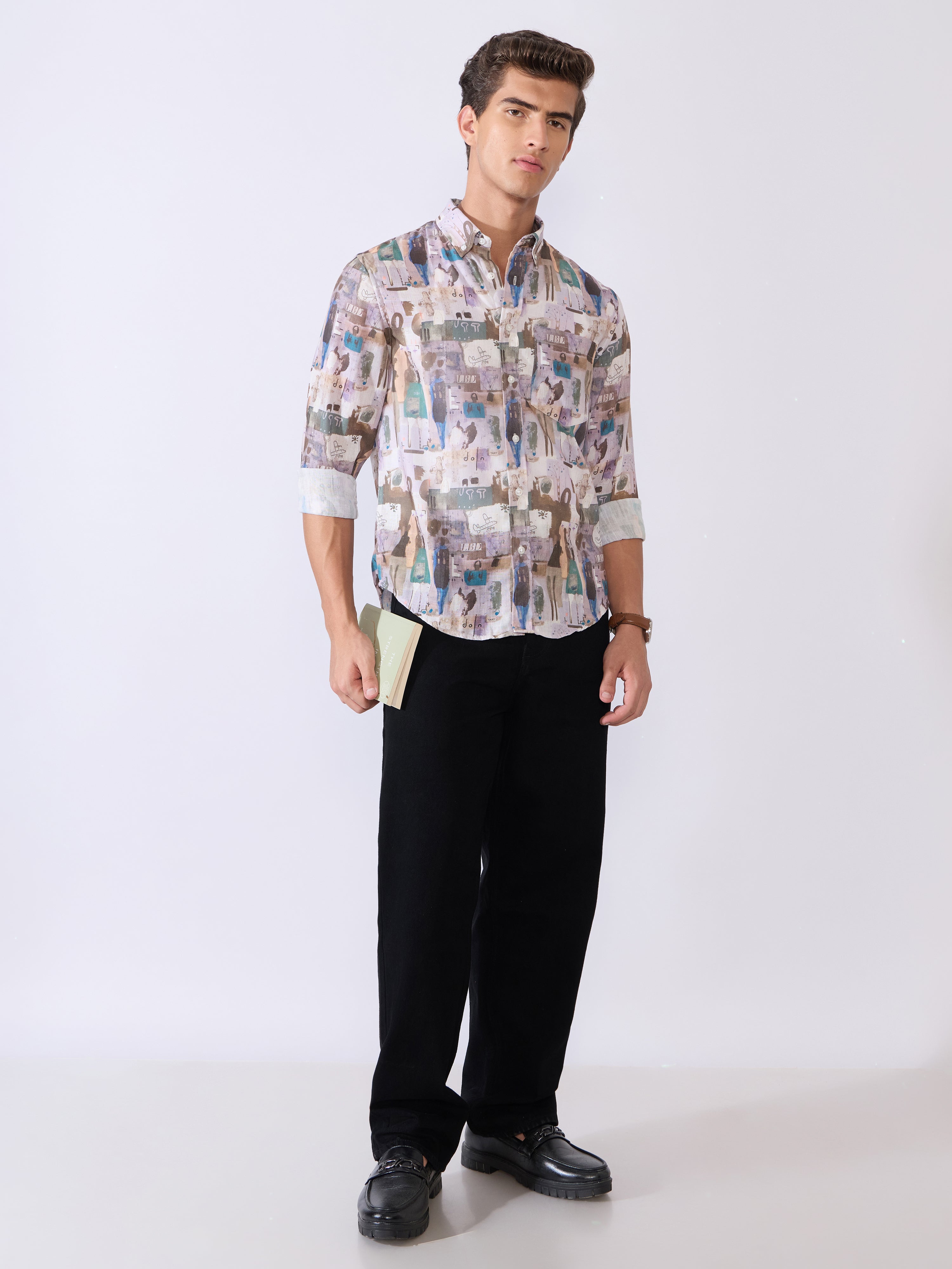 Mitaka - Relaxed Printed Shirt - Pale Lilac