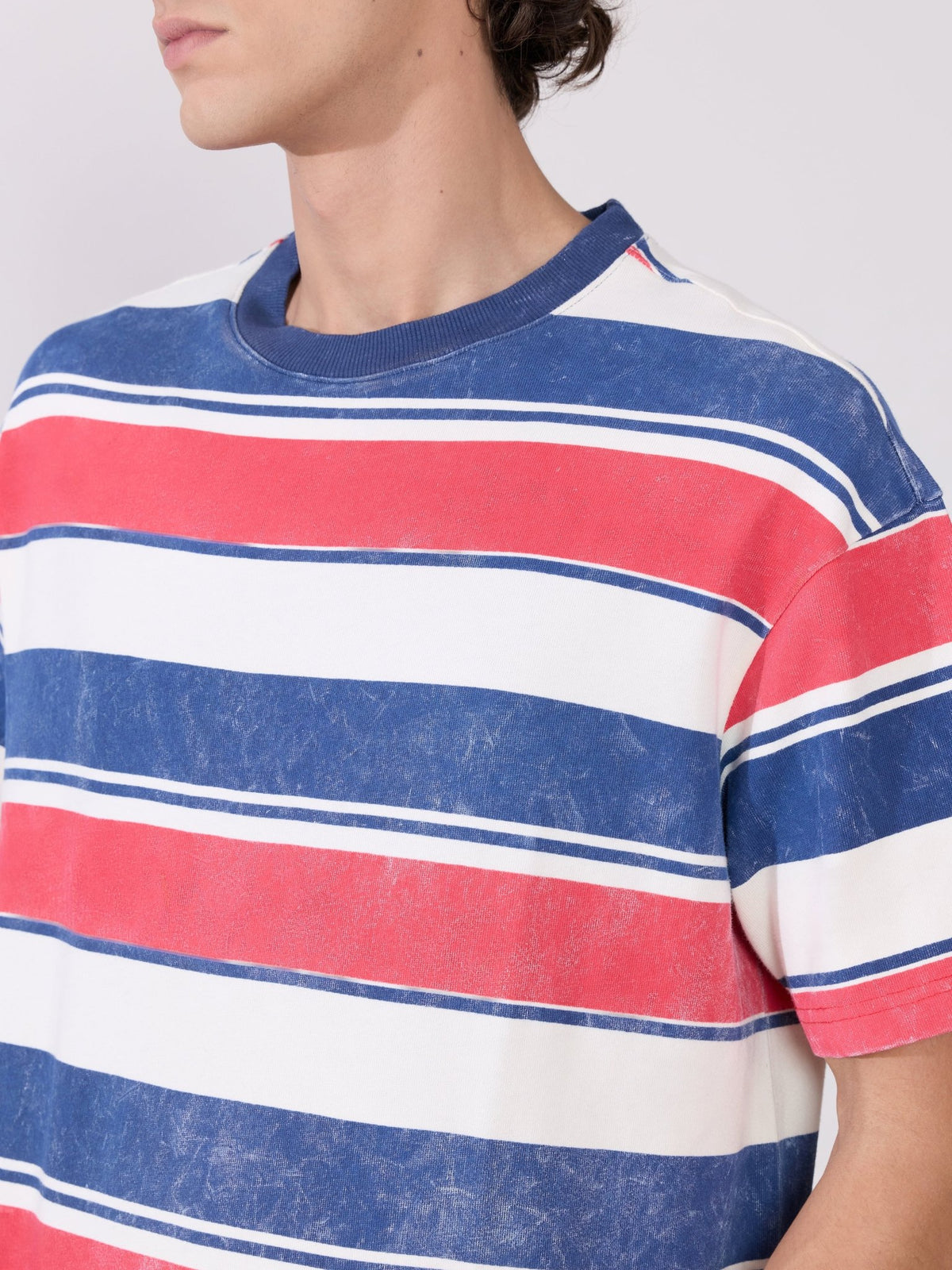 Ionathan - Loose Fit Striped Crew T-Shirt - Blue - Espanshe