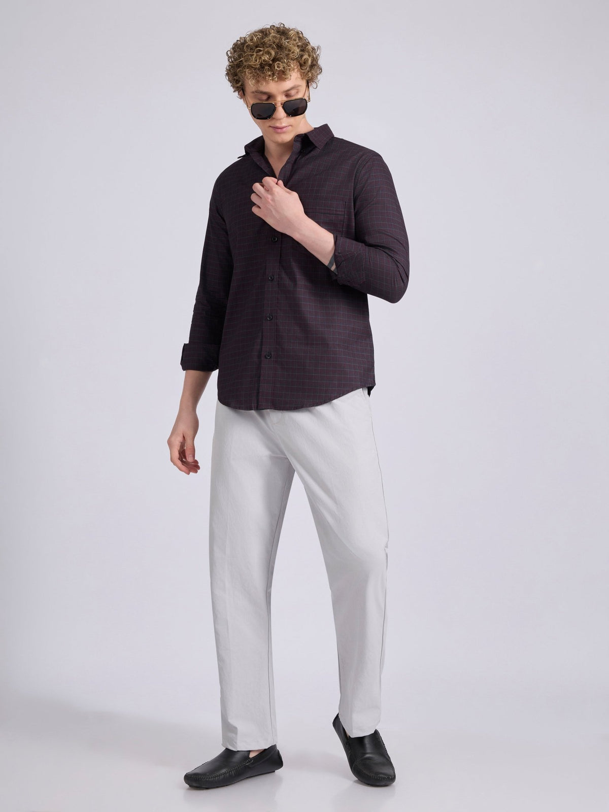 Quint - Check Shirt - Dark Burgundy - Espanshe