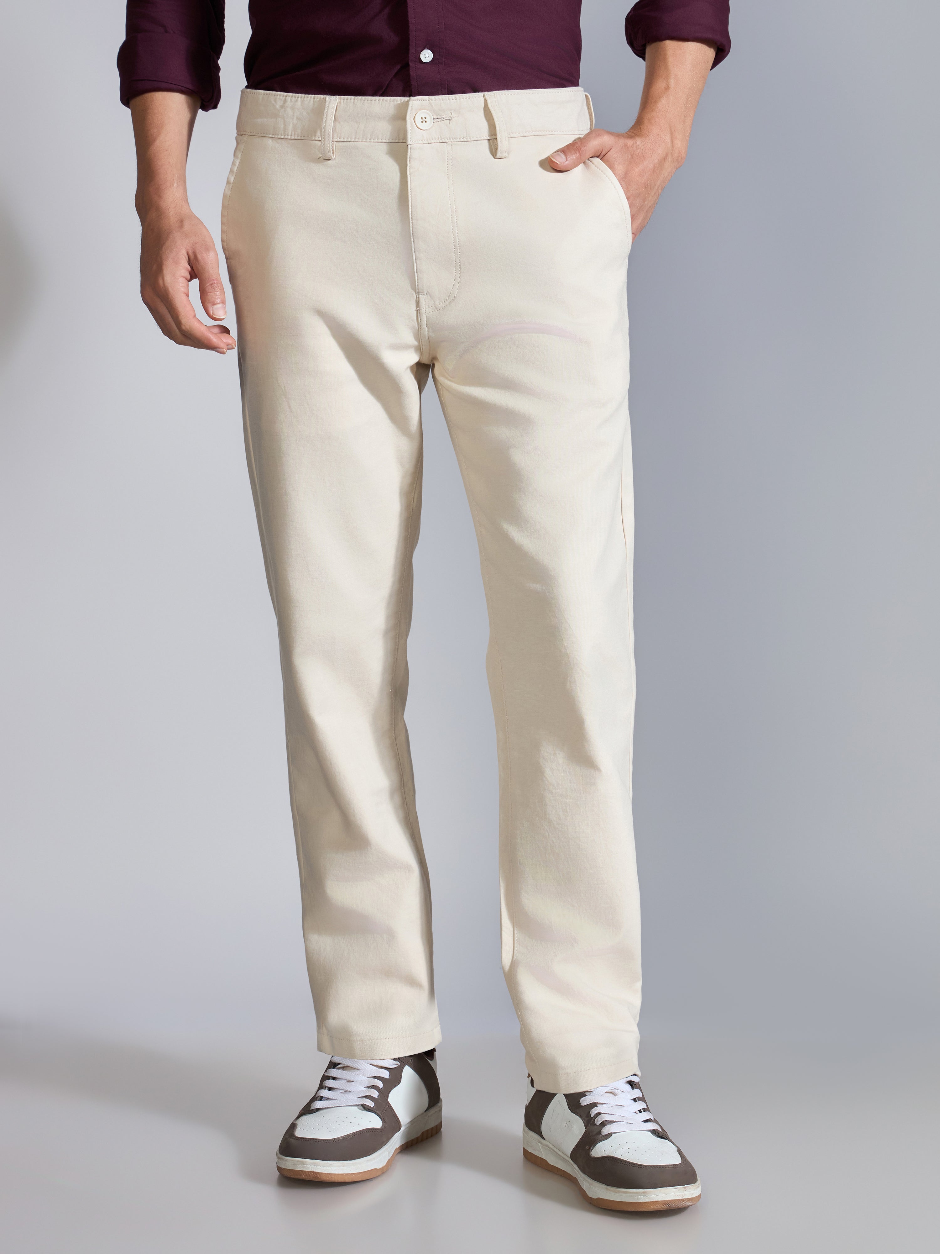Orren - Slim Fit Cotton Pant - Cream