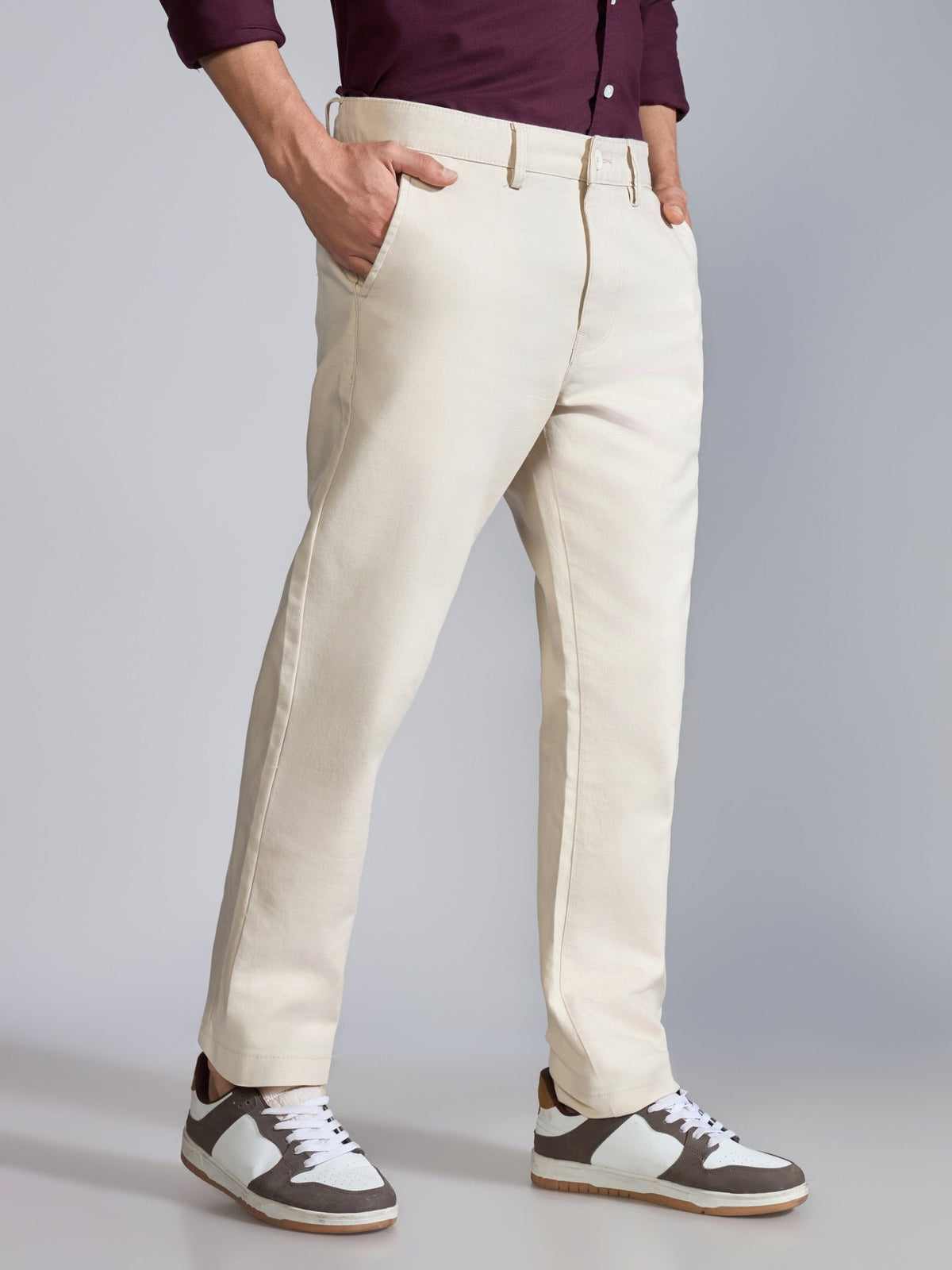 Orren - Slim Fit Cotton Pant - Cream - Espanshe