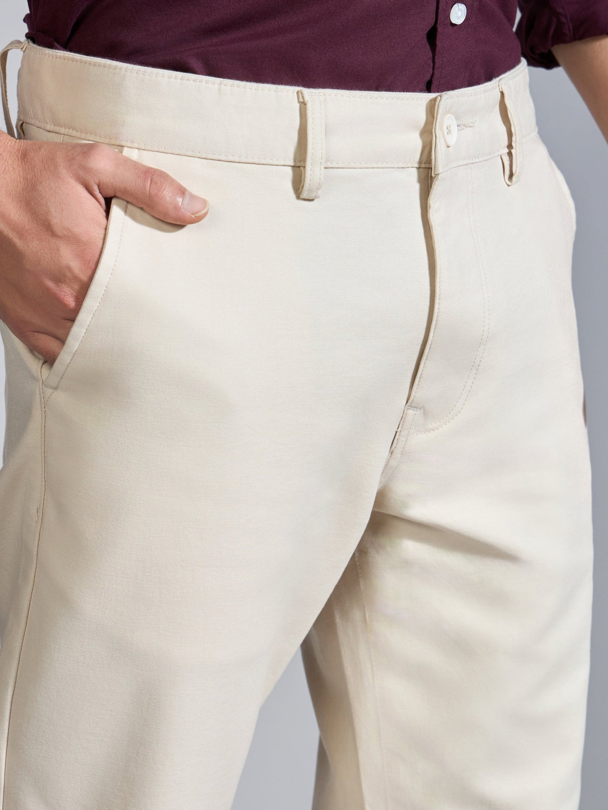 Orren - Slim Fit Cotton Pant - Cream - Espanshe