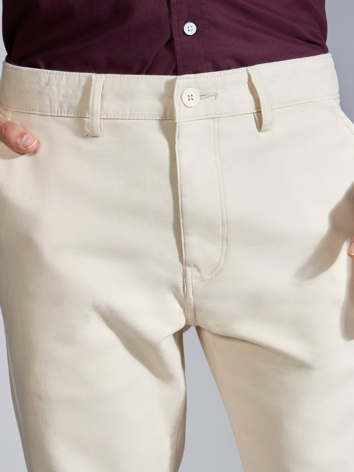 Orren - Slim Fit Cotton Pant - Cream - Espanshe