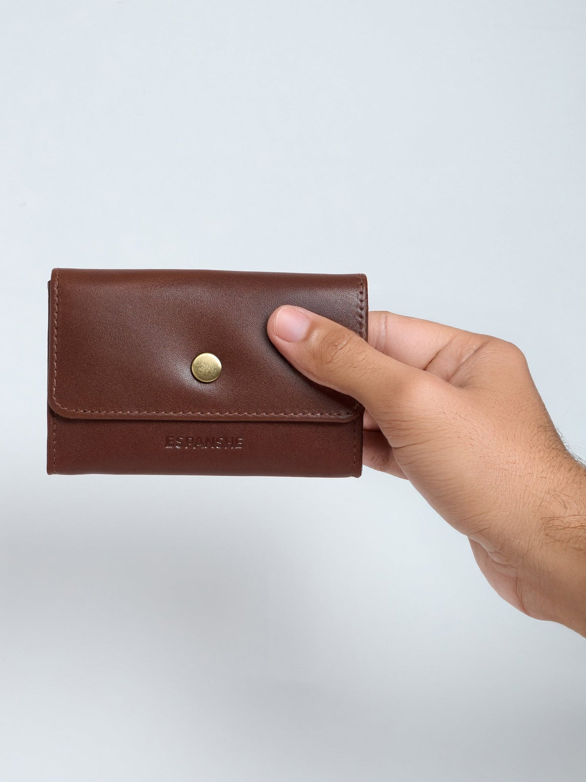 Arctic-4 - Snap Button Leather Wallet - Brown - Espanshe