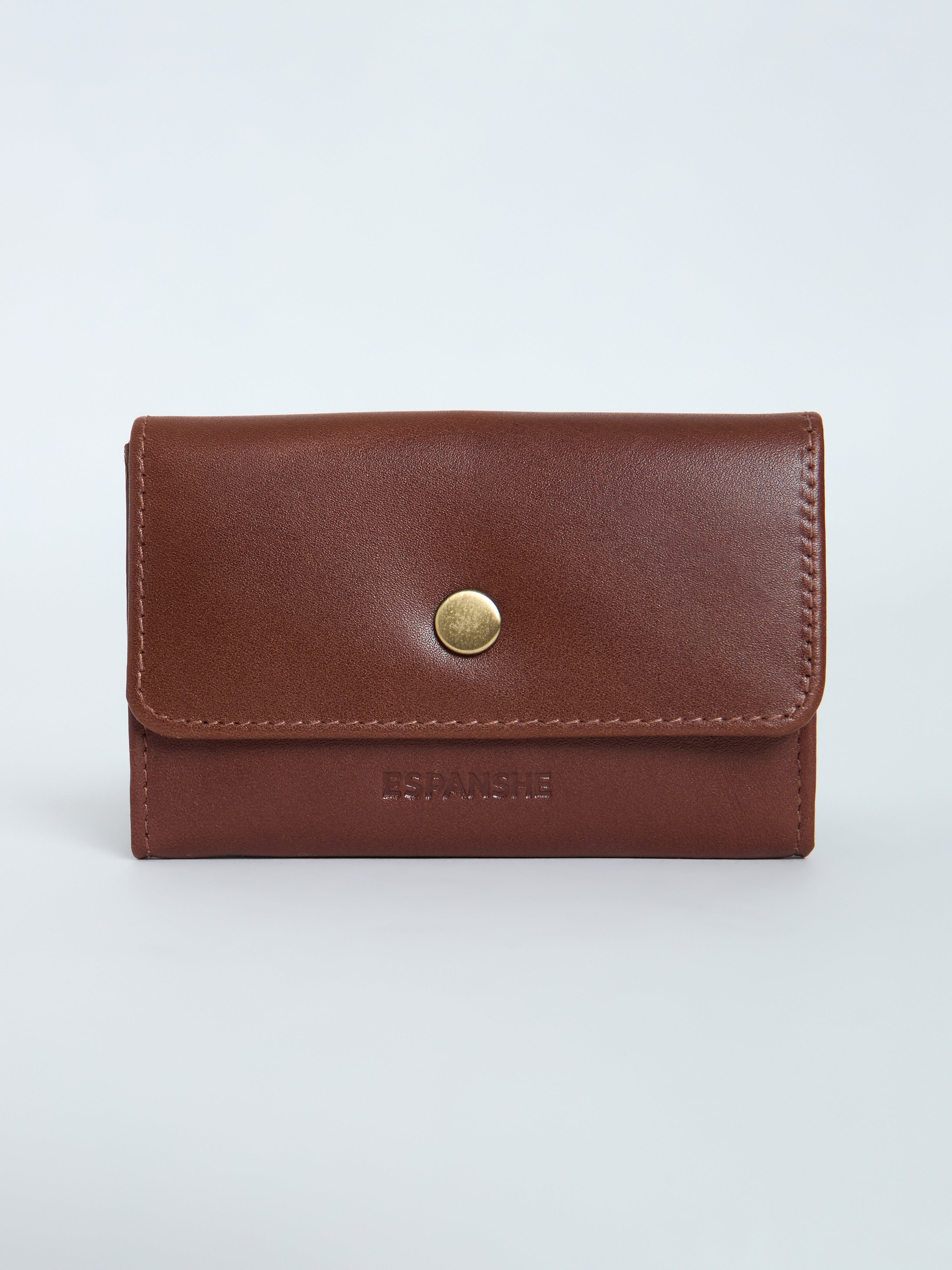 Arctic-4 - Snap Button Leather Wallet - Brown