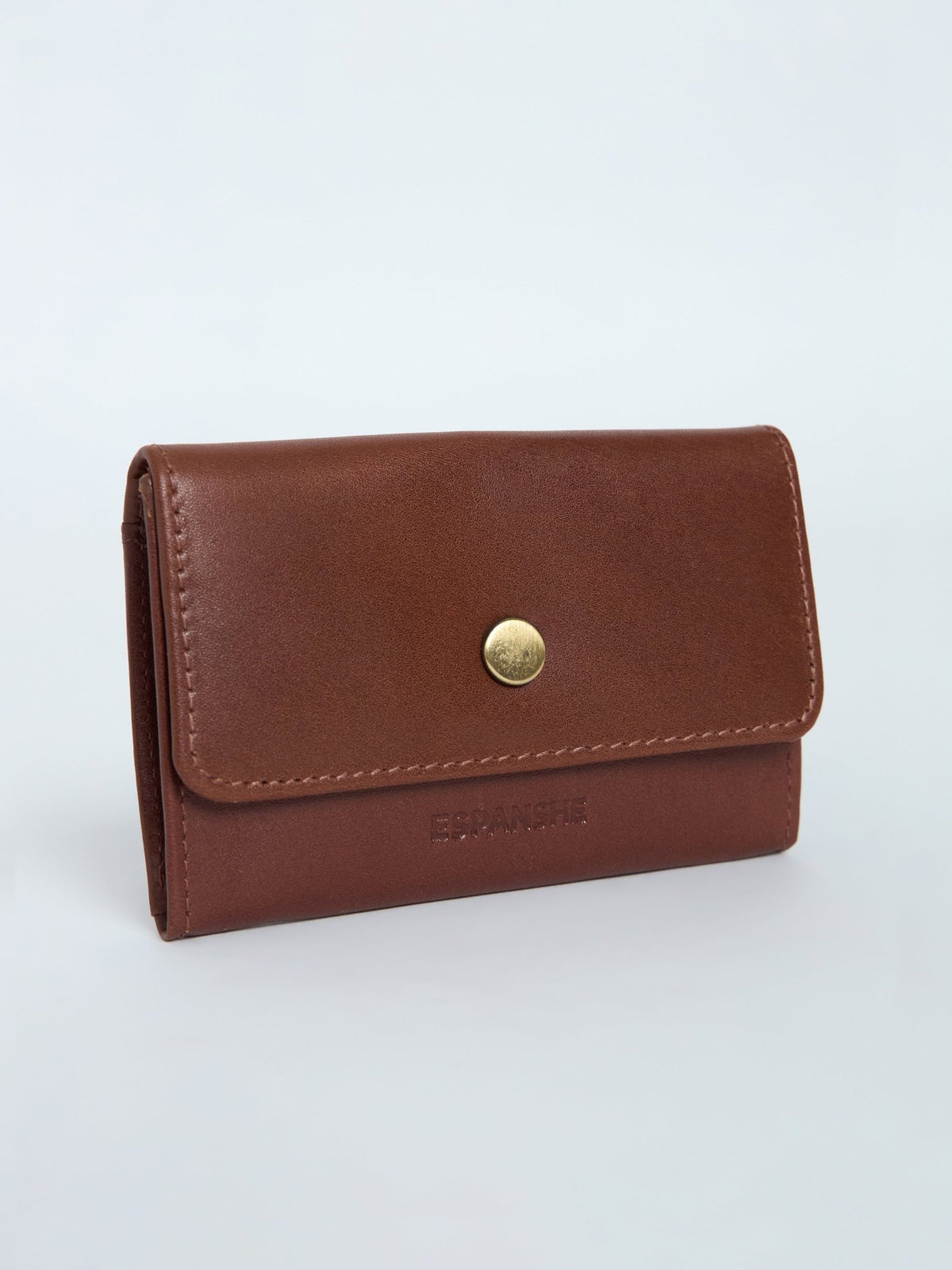 Arctic-4 - Snap Button Leather Wallet - Brown - Espanshe