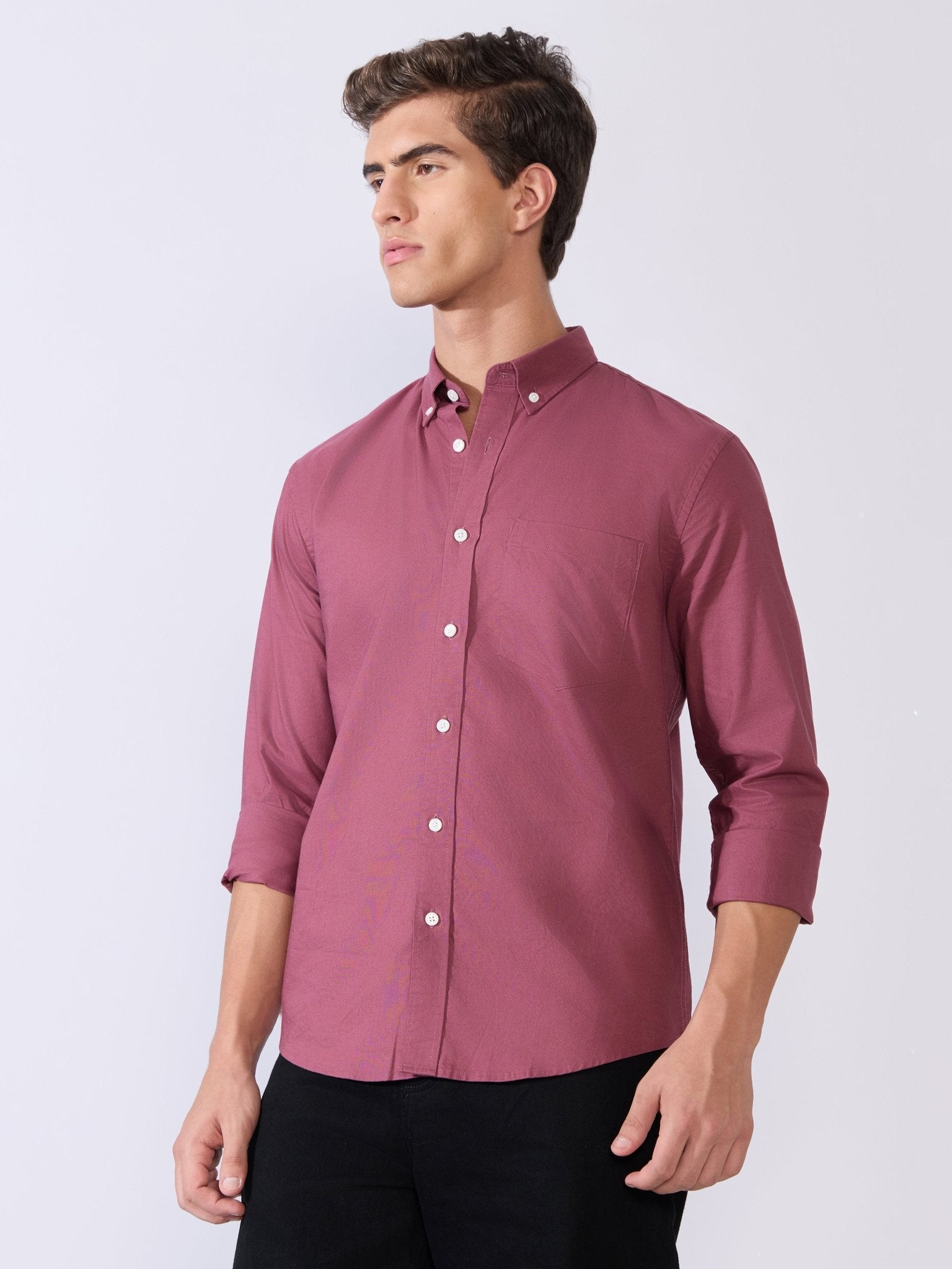 Flux - Relaxed Fit Oxford Shirt - Dark Purple - Espanshe