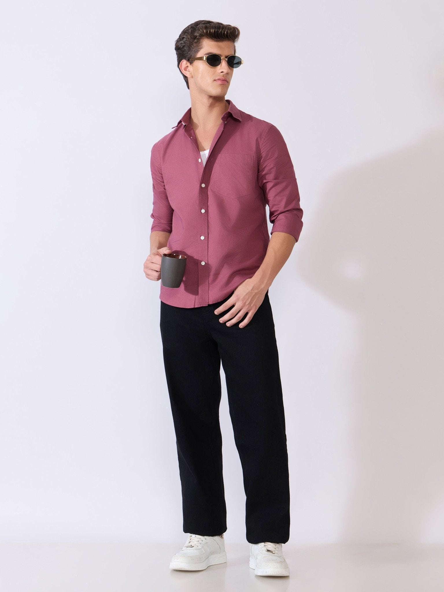 Flux - Relaxed Fit Oxford Shirt - Dark Purple - Espanshe