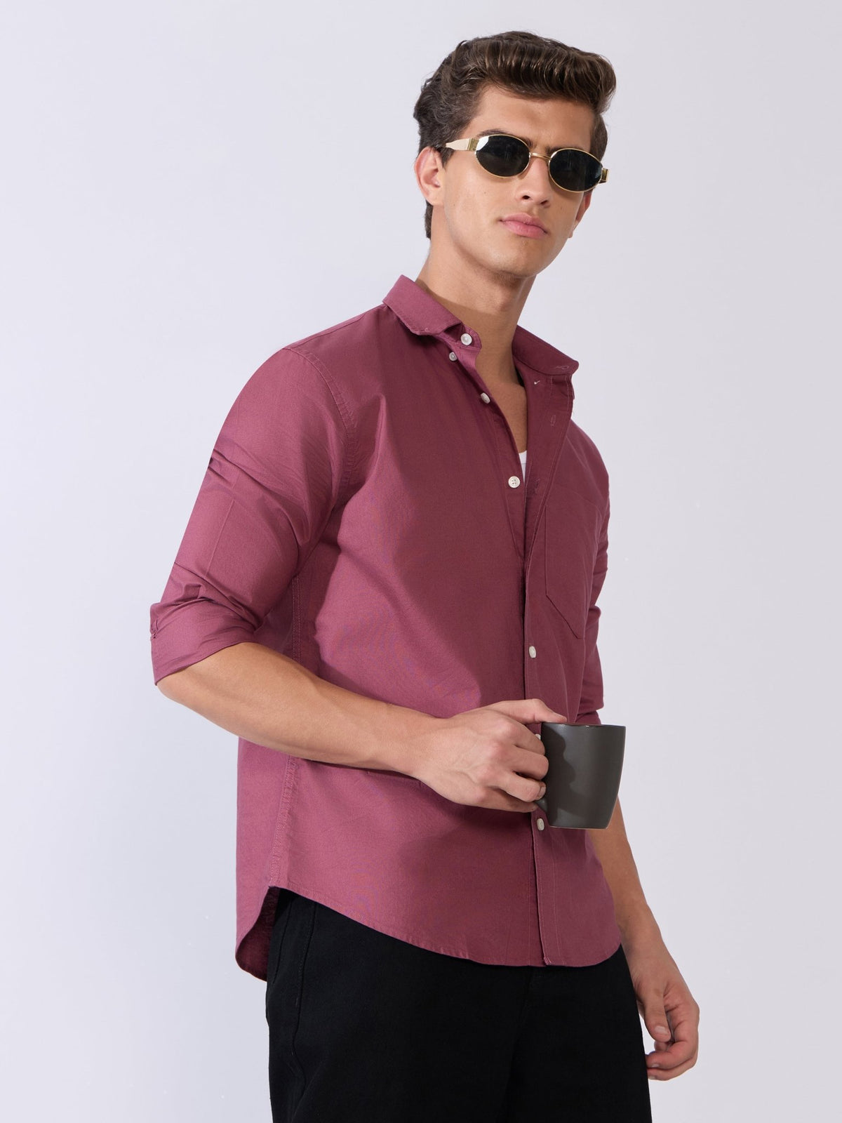 Flux - Relaxed Fit Oxford Shirt - Dark Purple - Espanshe