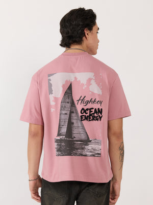 Men's Graphic Pastel pink Loose Fit T-Shirt