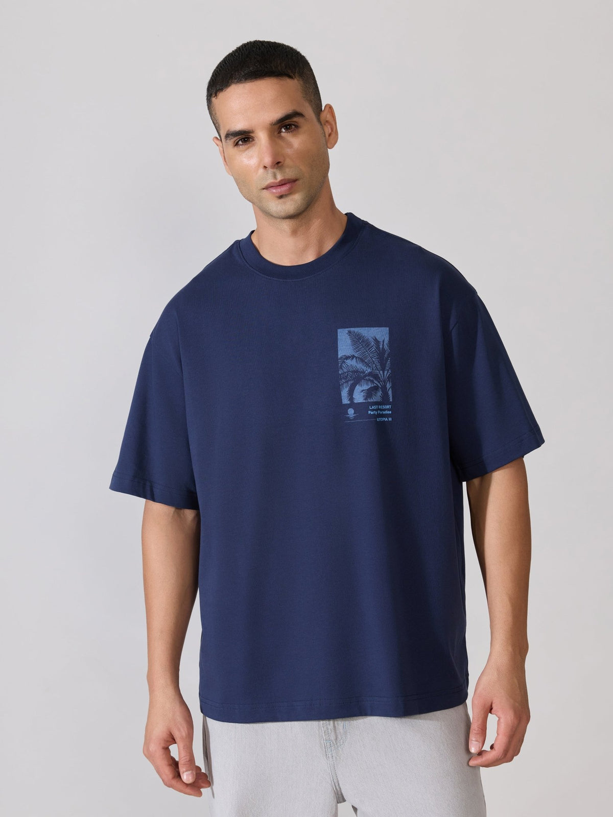 Loveex - Last Resort Party Paradise Printed Navy Blue T-Shirt - Espanshe