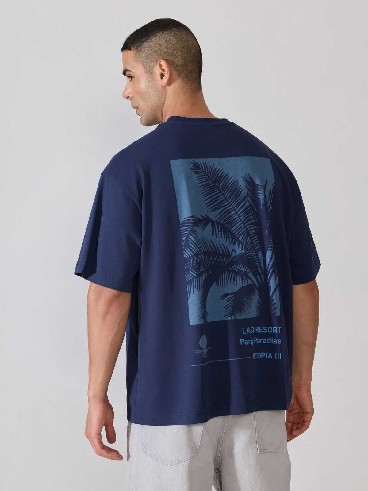 Loveex - Last Resort Party Paradise Printed Navy Blue T-Shirt - Espanshe