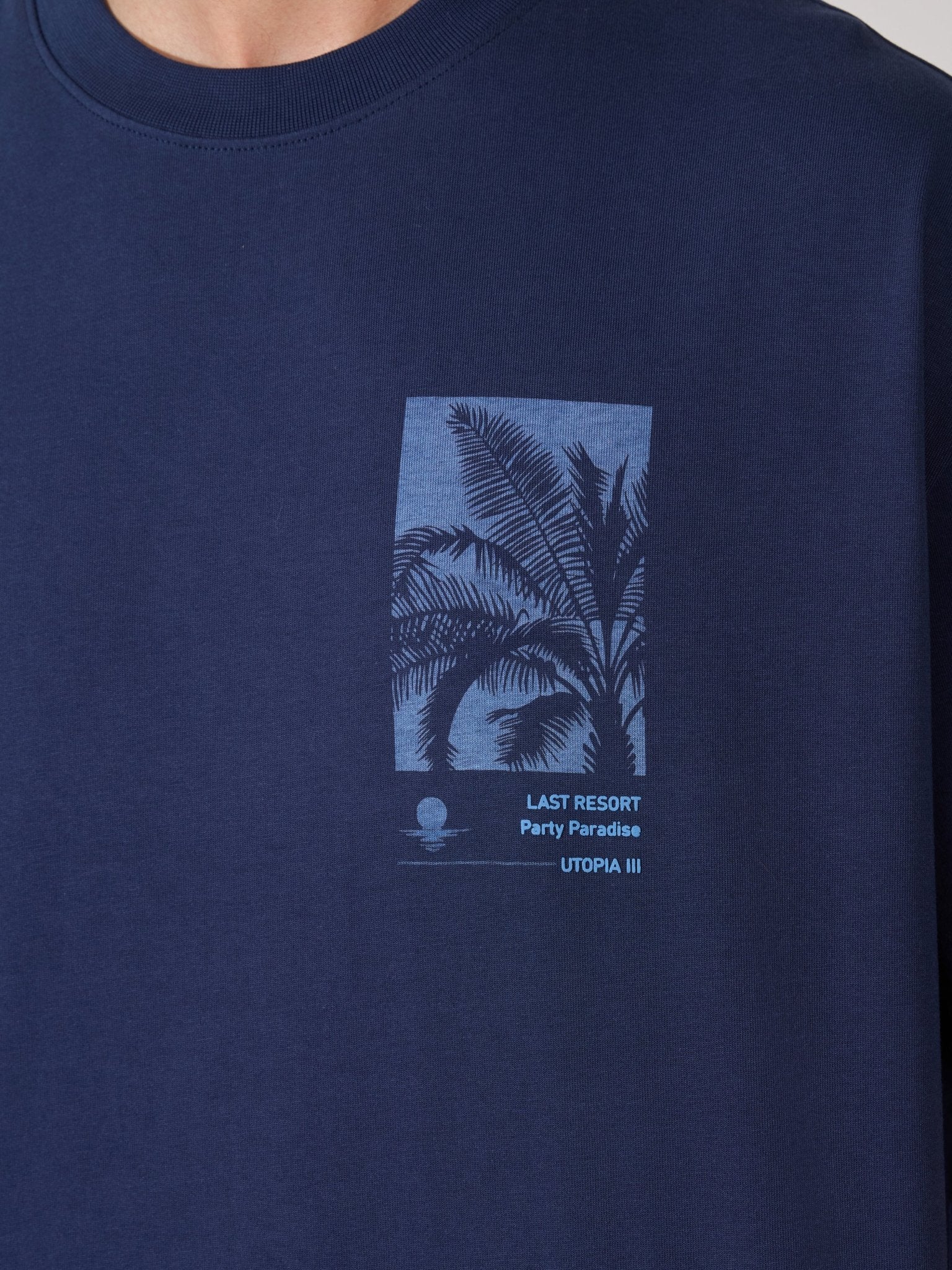 Loveex - Last Resort Party Paradise Printed Navy Blue T-Shirt - Espanshe