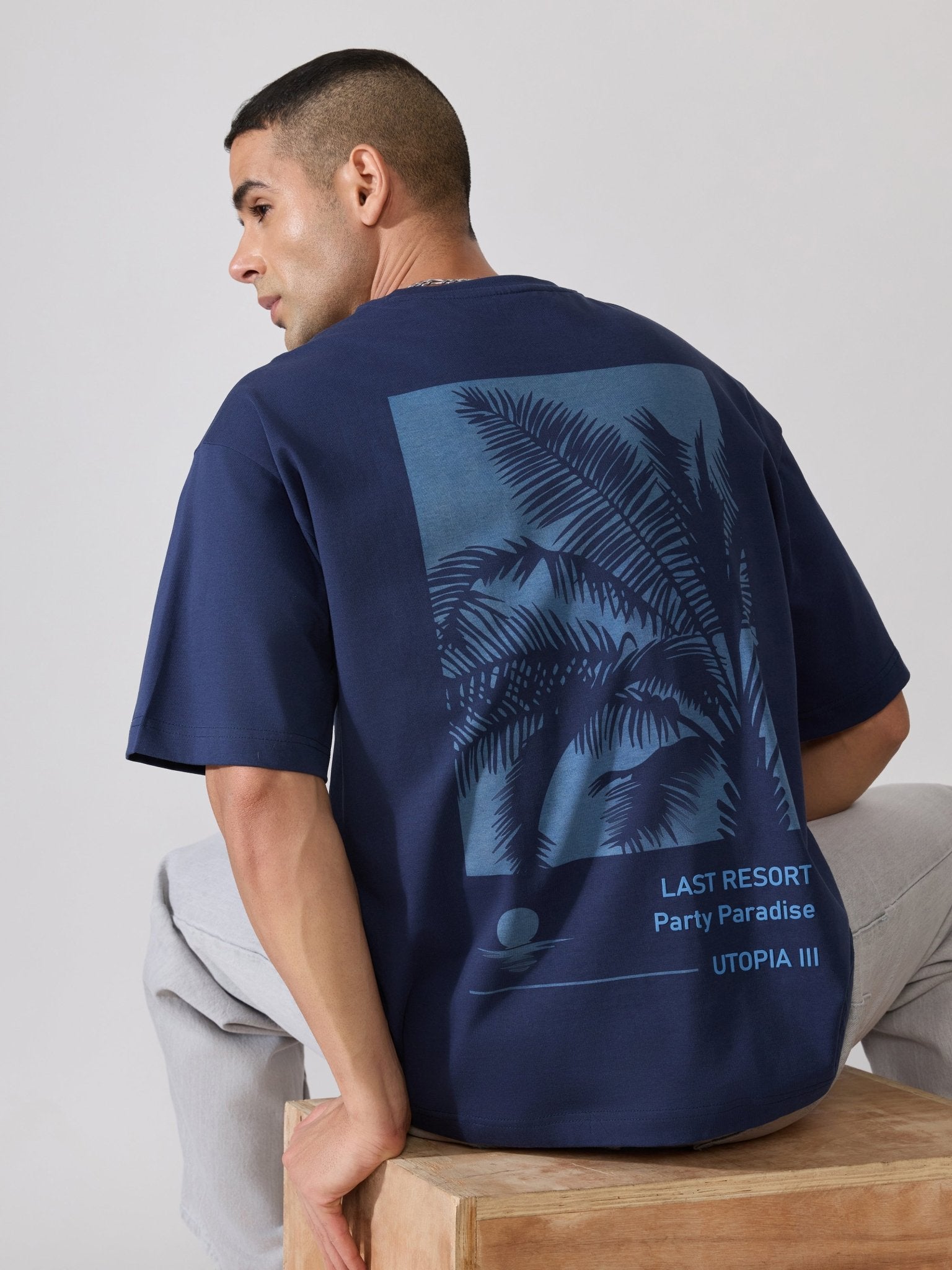 Loveex - Last Resort Party Paradise Printed Navy Blue T-Shirt - Espanshe