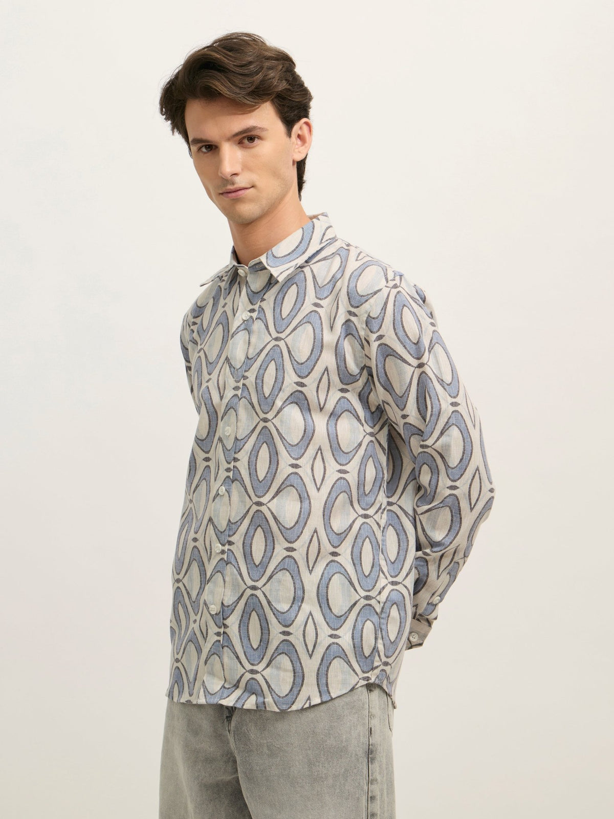 Westley - Regular Floral Printed Shirt - Baby Blue - Espanshe