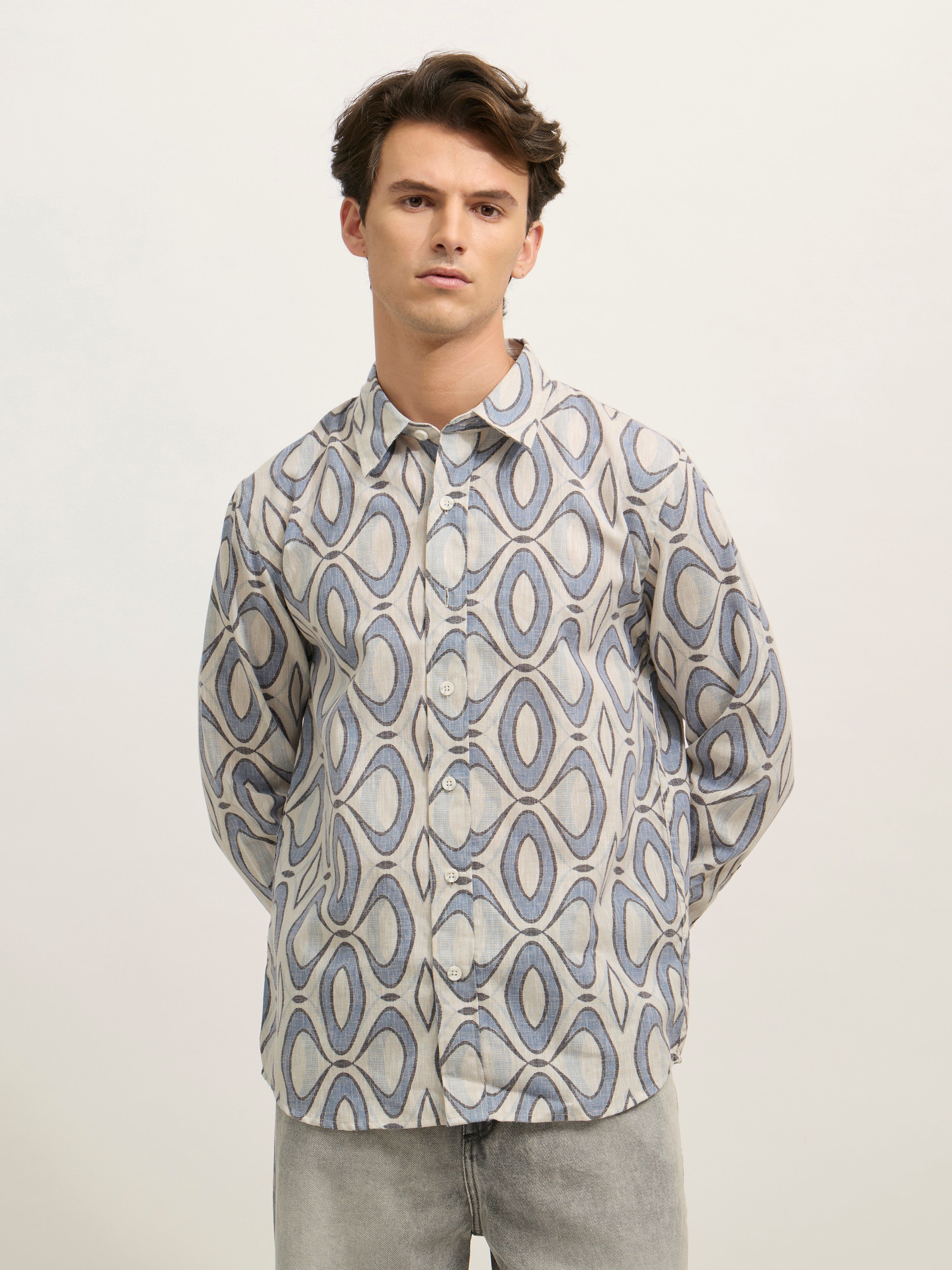 Westley - Regular Floral Printed Shirt - Baby Blue