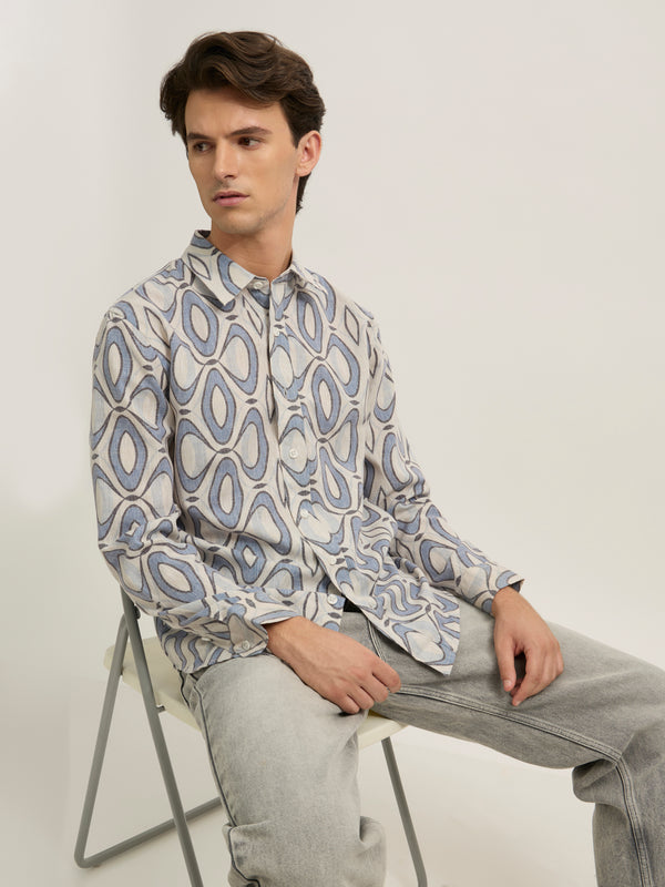 Westley - Regular Floral Printed Shirt - Baby Blue