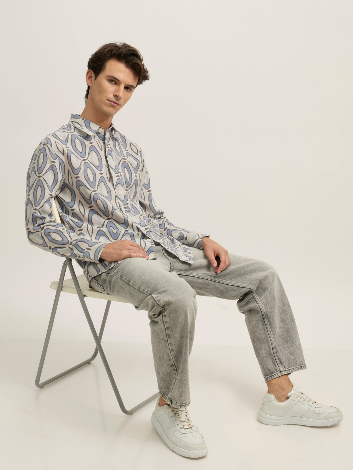 Westley - Regular Floral Printed Shirt - Baby Blue - Espanshe