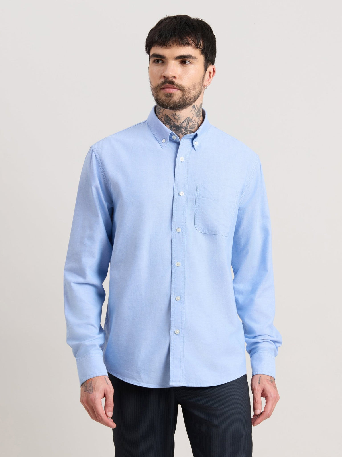 Zena - Relaxed Fit Oxford Shirt - Cendre Blue - Espanshe