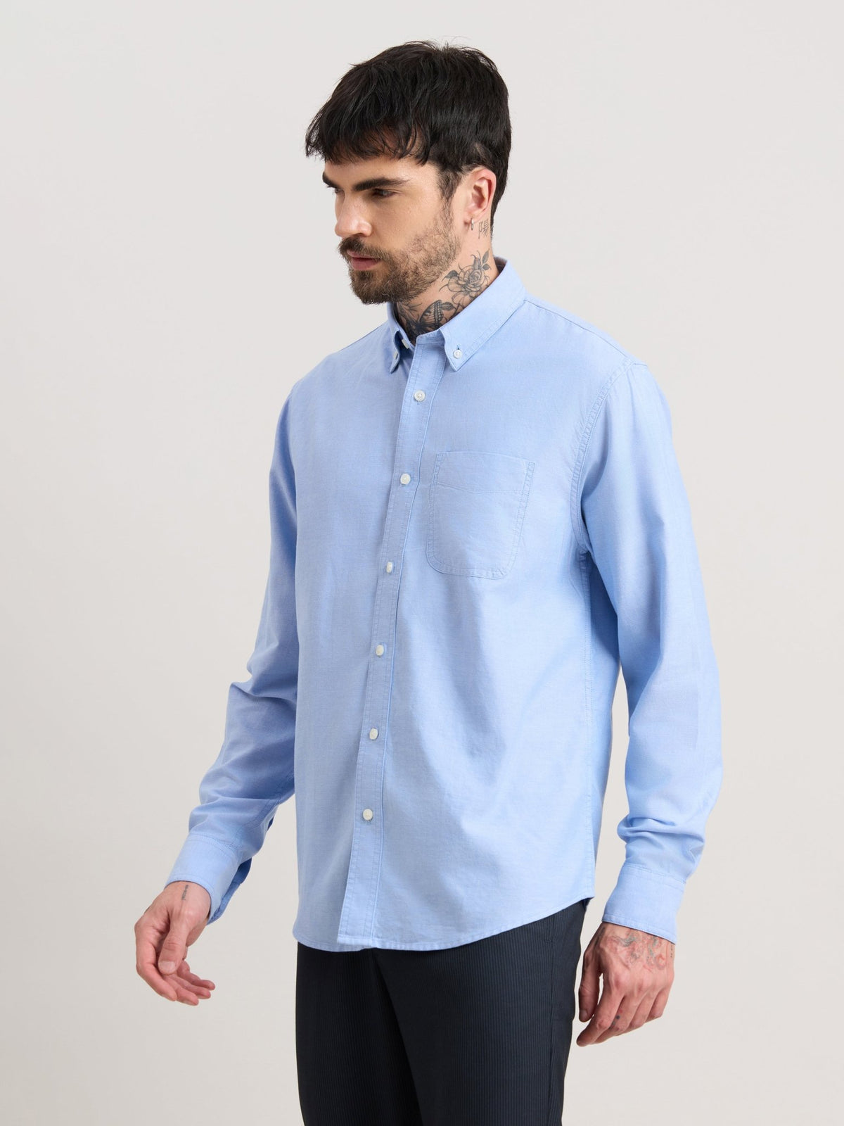 Zena - Relaxed Fit Oxford Shirt - Cendre Blue - Espanshe
