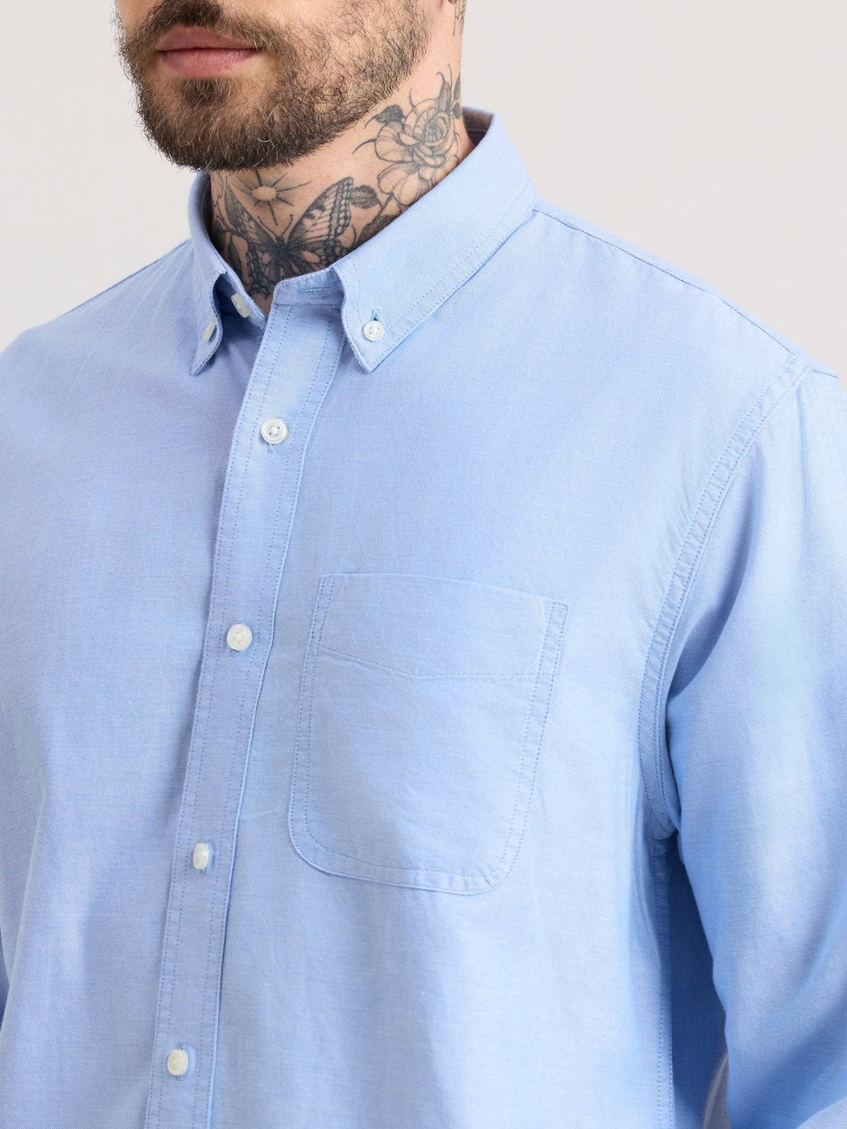 Zena - Relaxed Fit Oxford Shirt - Cendre Blue - Espanshe