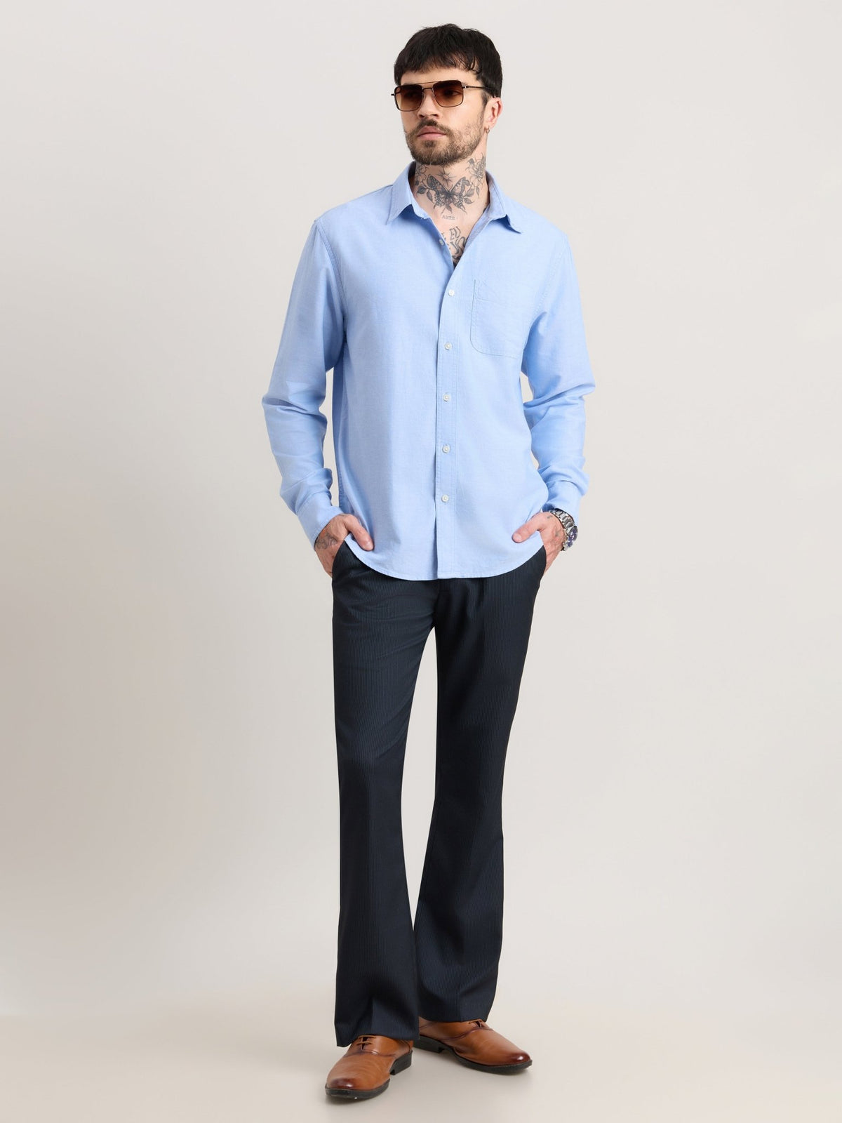 Zena - Relaxed Fit Oxford Shirt - Cendre Blue - Espanshe