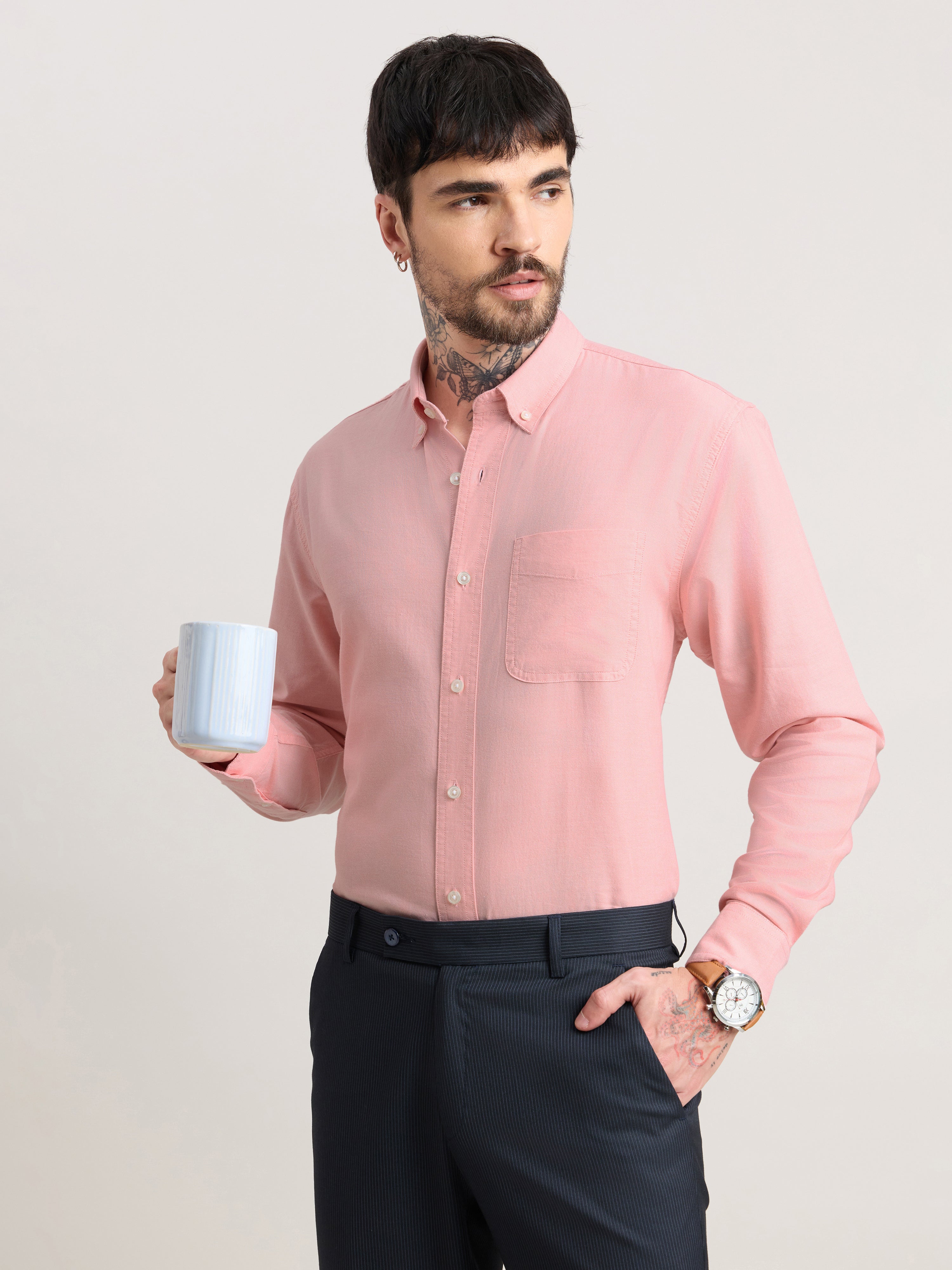 Zena - Relaxed Fit Oxford Shirt - Pink Nectar