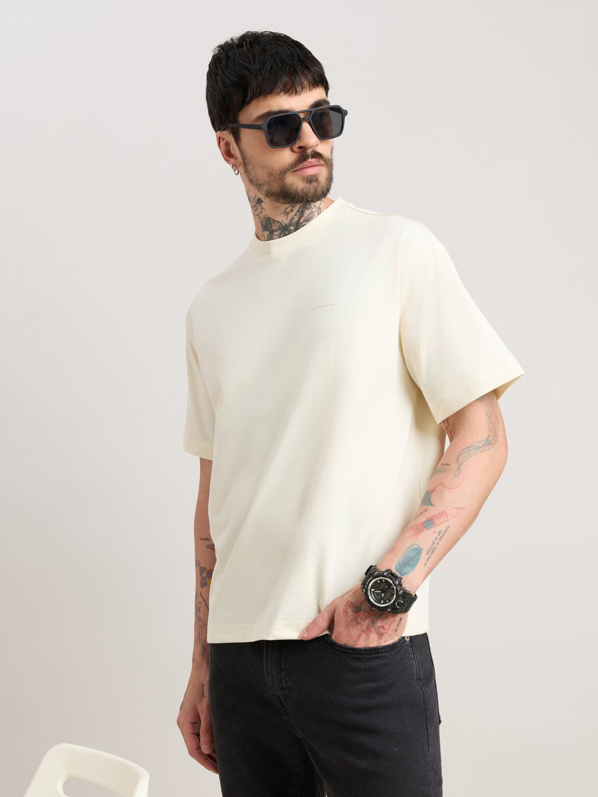 Nora - Loose Fit T-Shirt - Cream - Espanshe
