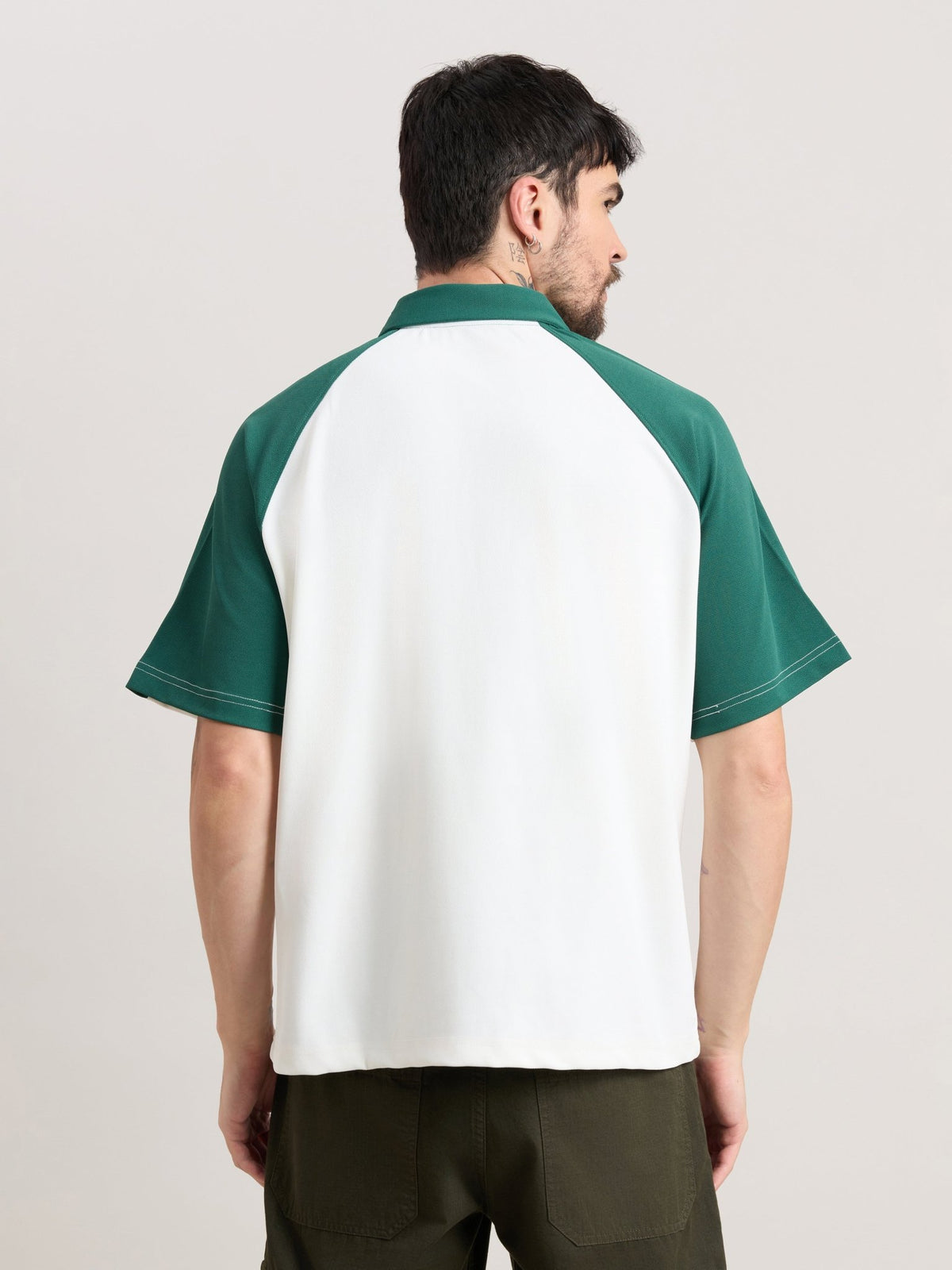 Xomis - Relaxed Fit Printed Polo T-Shirt - White - Espanshe