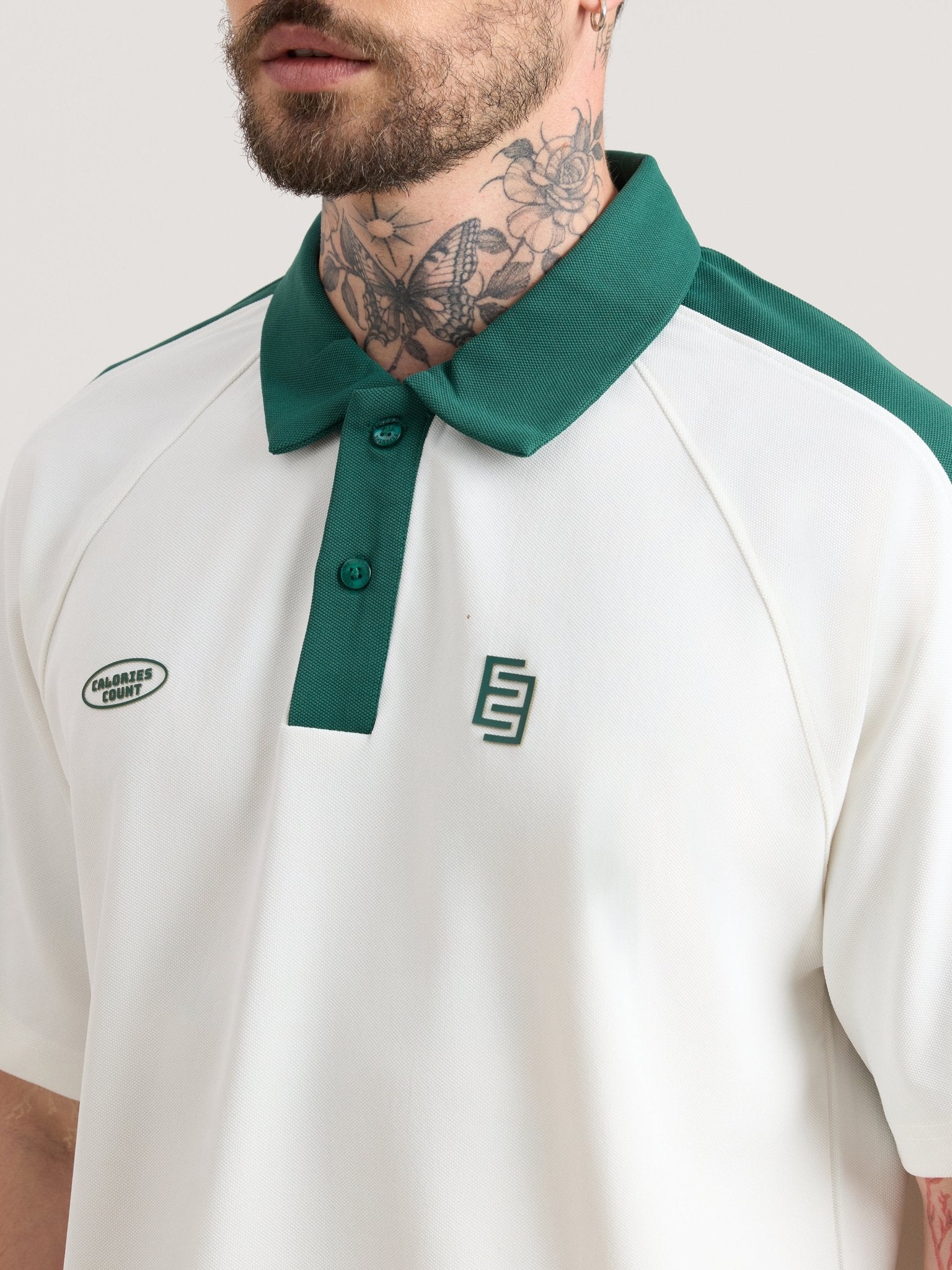 Xomis - Relaxed Fit Printed Polo T-Shirt - White - Espanshe