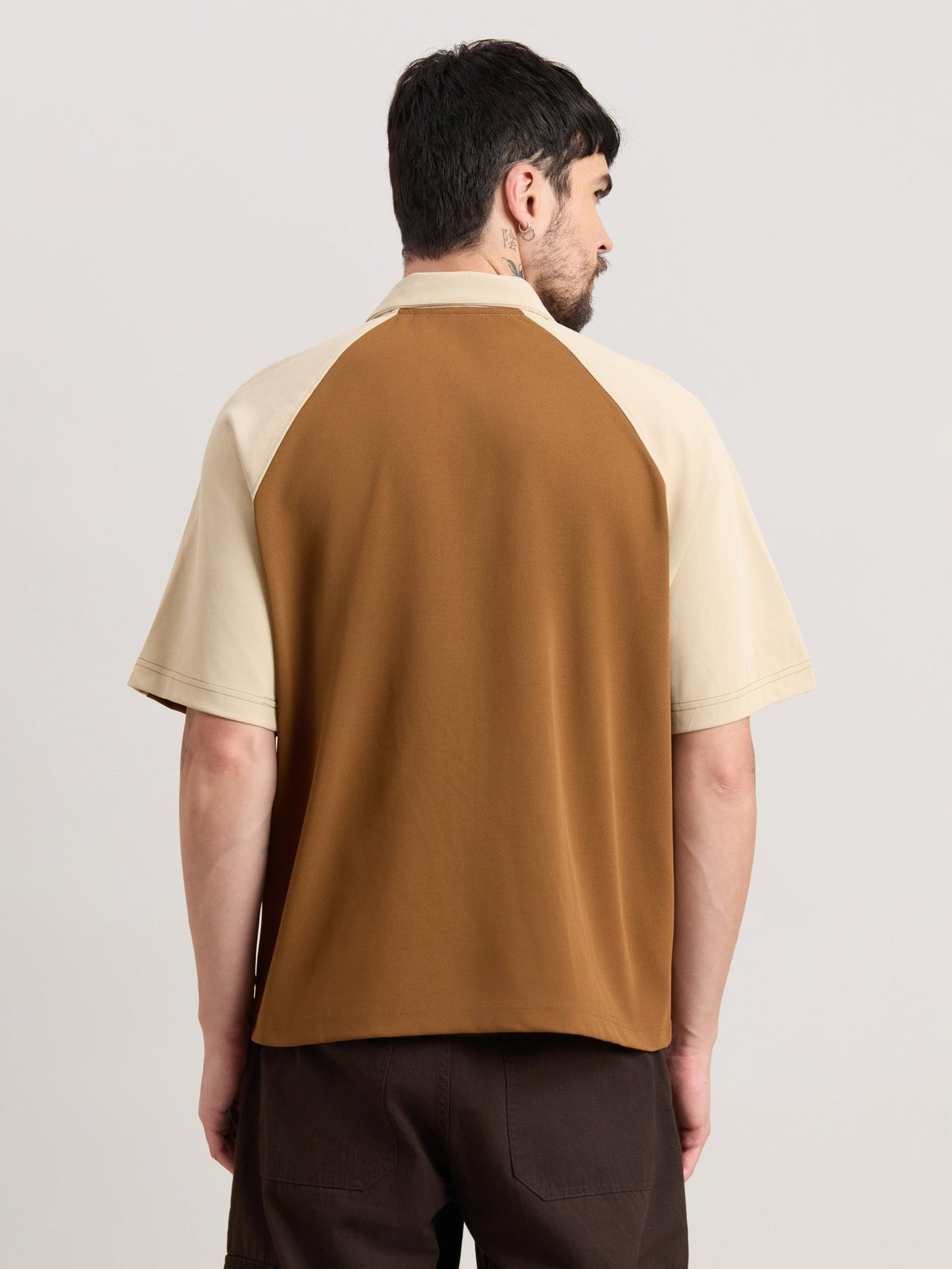 Xomis - Relaxed Fit Printed Polo T-Shirt - Brown - Espanshe