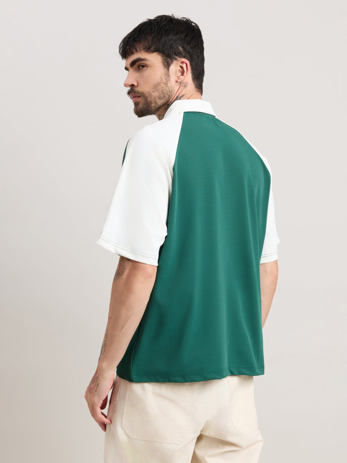 Xomis - Relaxed Fit Printed Polo T-Shirt - Green - Espanshe
