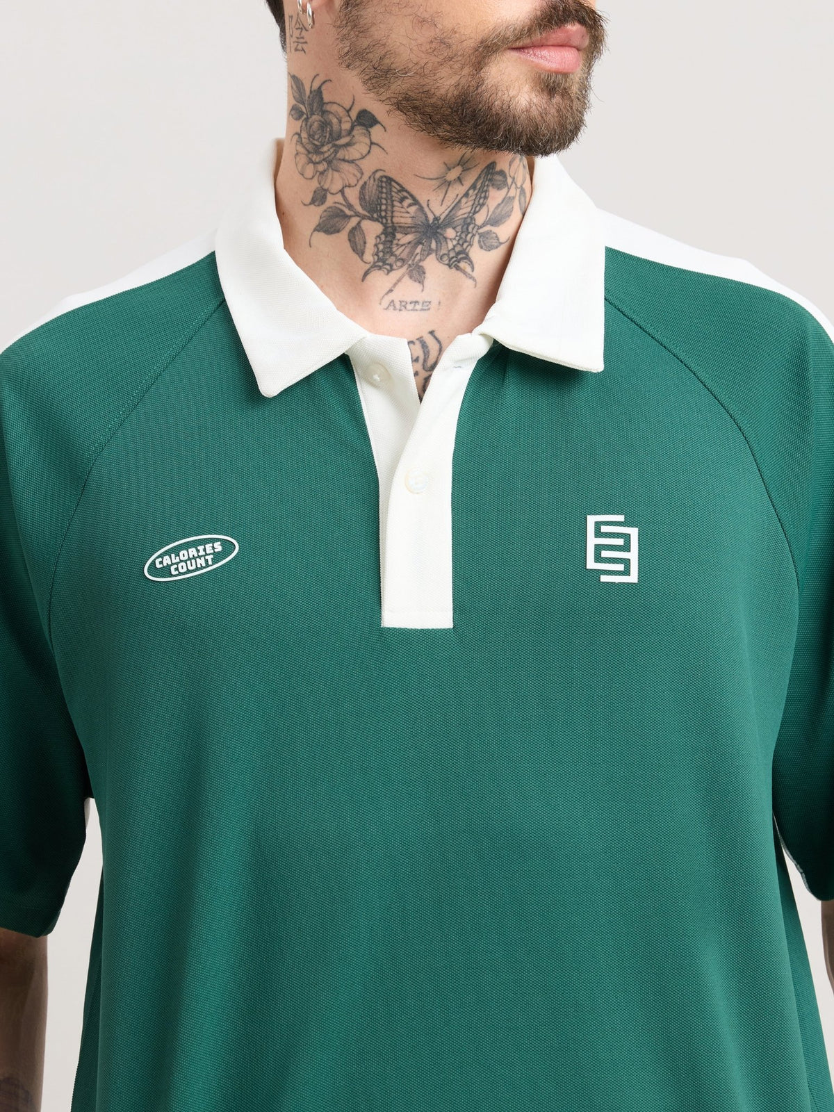 Xomis - Relaxed Fit Printed Polo T-Shirt - Green - Espanshe