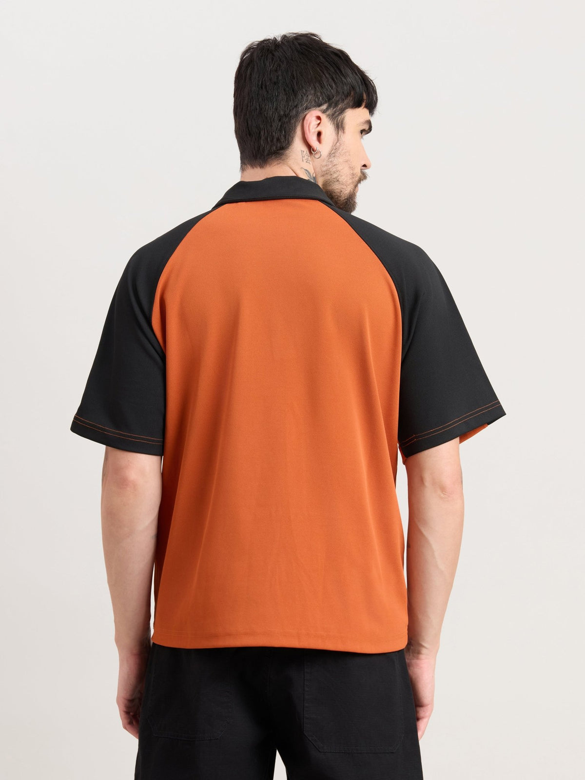 Xomis - Relaxed Fit Printed Polo T-Shirt - Orange - Espanshe