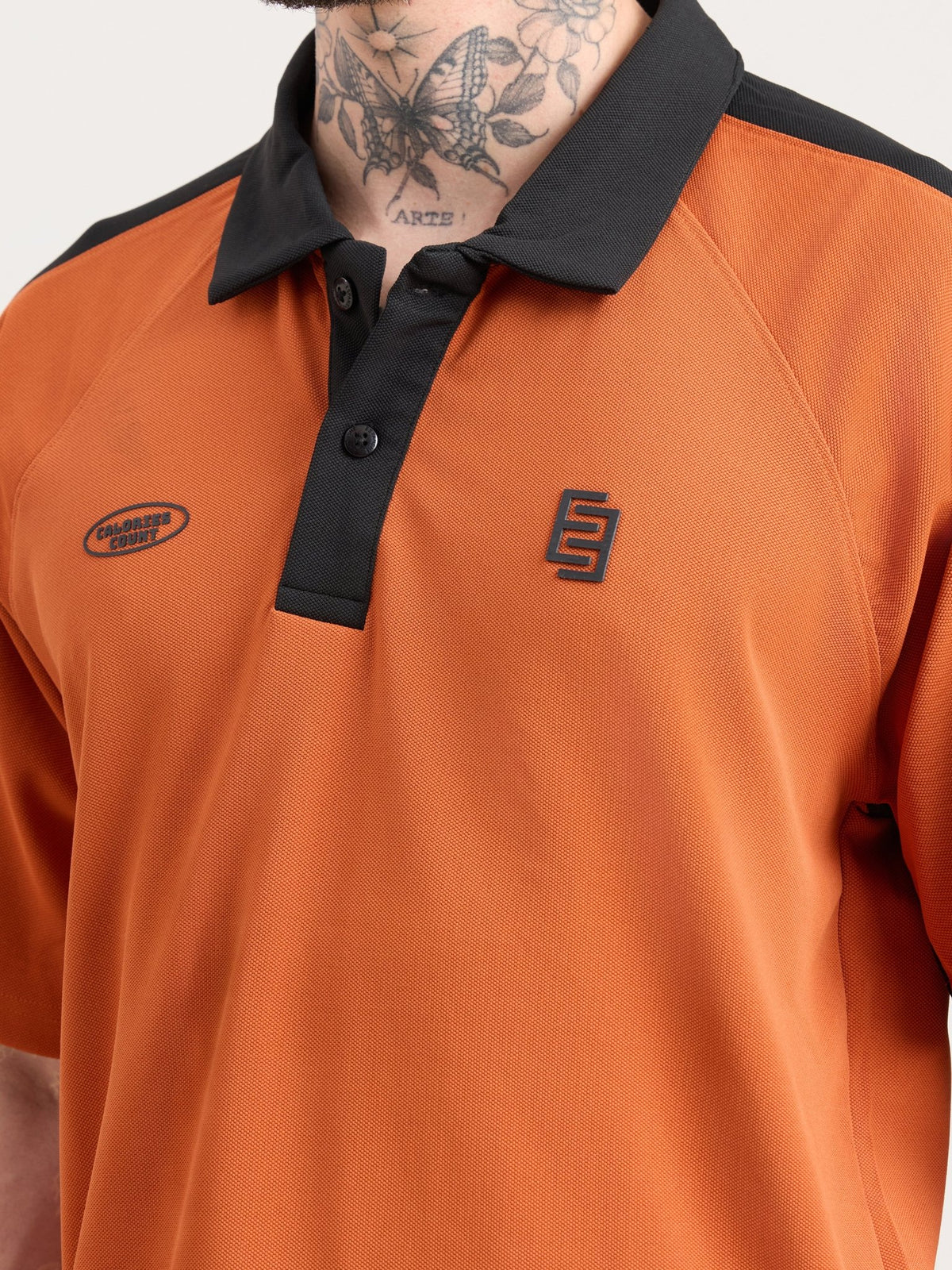 Xomis - Relaxed Fit Printed Polo T-Shirt - Orange - Espanshe