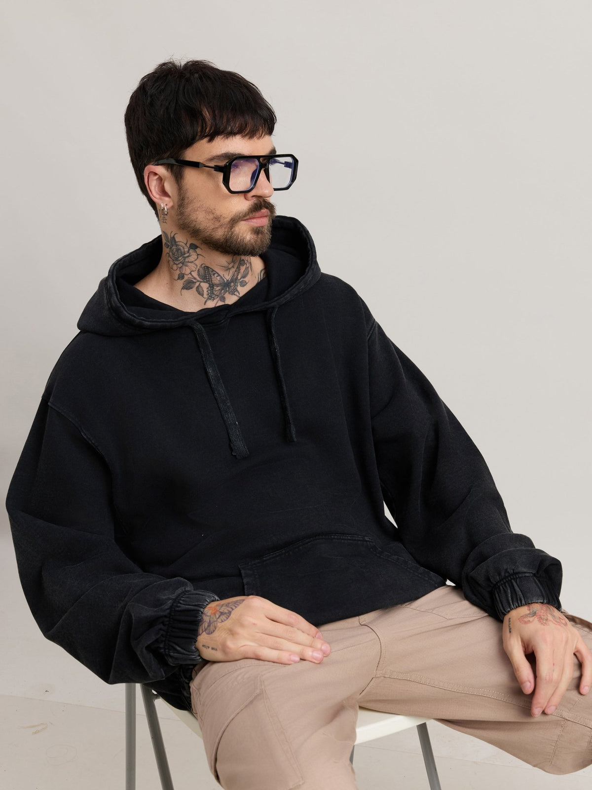 Solvyn - Relaxed Fit Hoodies - Faded Black - Espanshe